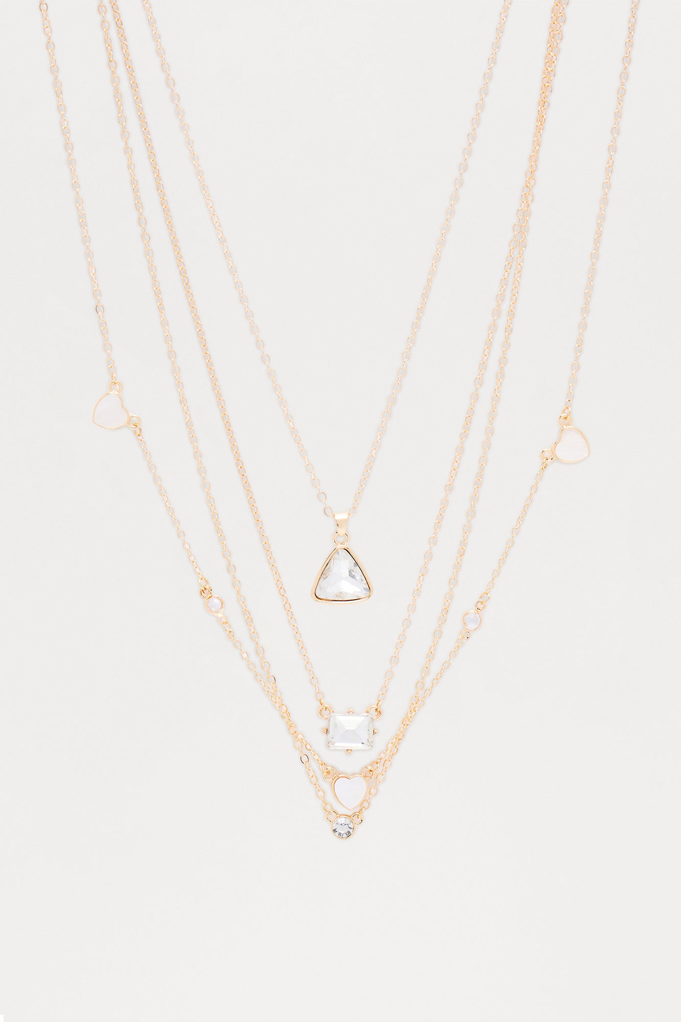 Warm Thoughts Layered Necklace - Gold/Clear