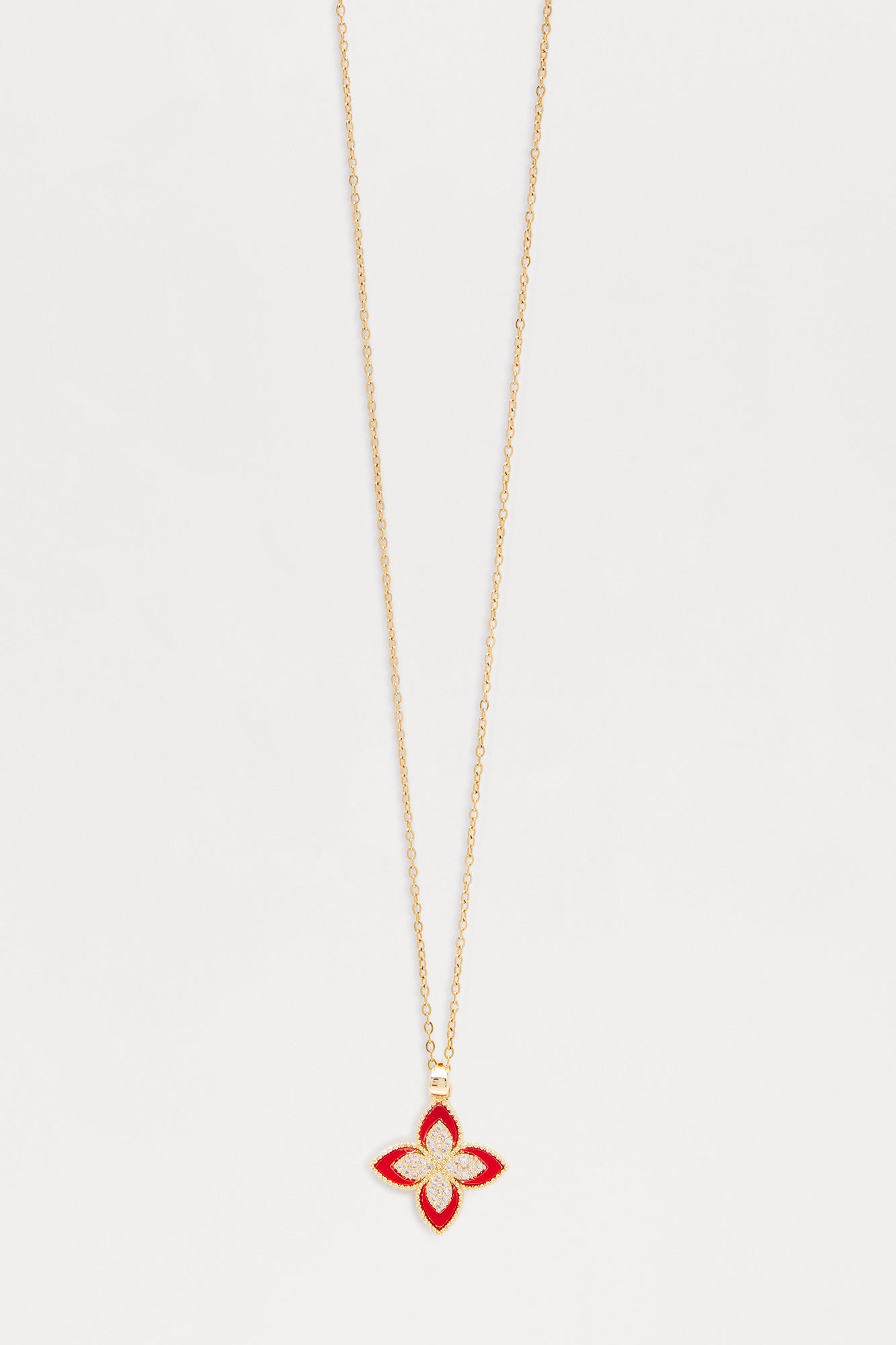 Petal Grace Necklace - Gold/Red