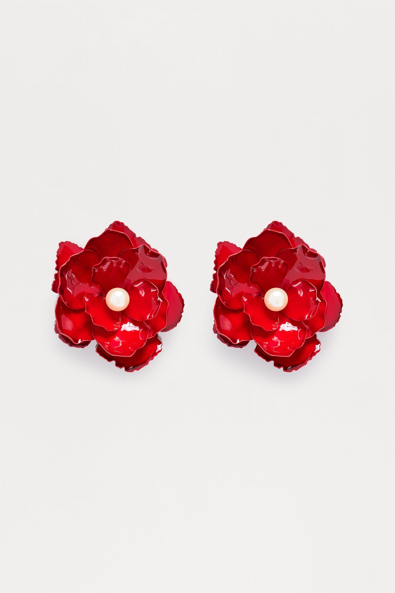 Blooming Affection Floral Earrings - Red
