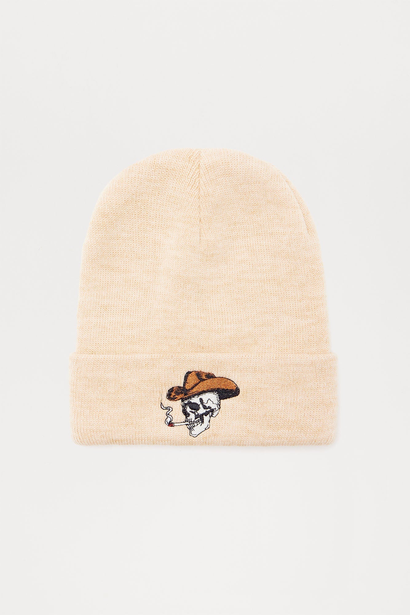 Western Skull Beanie - Tan