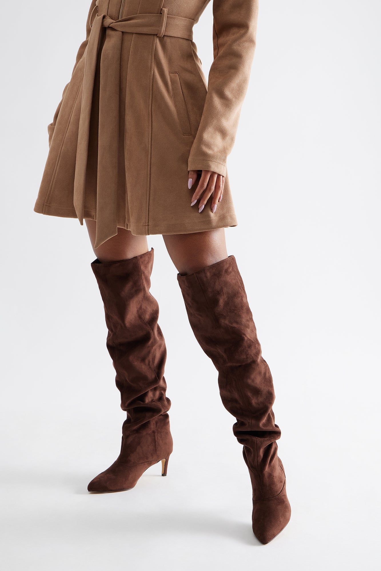 Essex Ruched Boots - Brown
