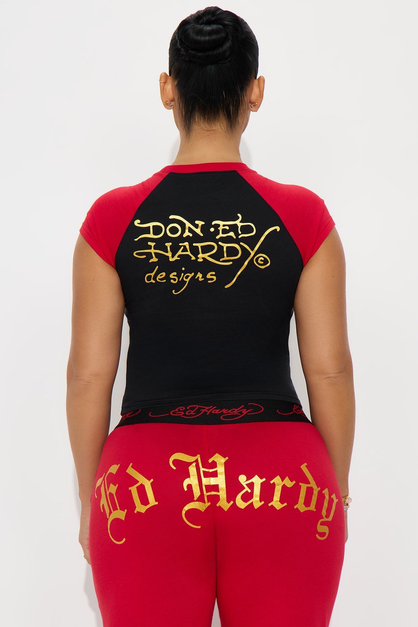 Ed Hardy Short Sleeve PJ Boxer Pant Set - Red/Black