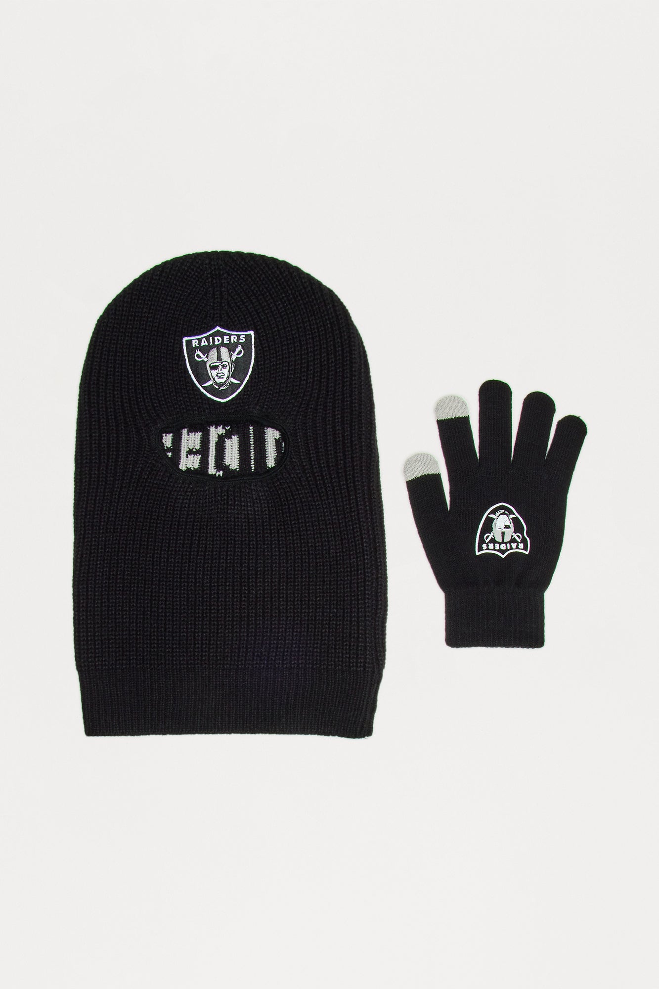 NFL Raiders Cold Weather 2 Piece Hat And Glove Set - Black/combo