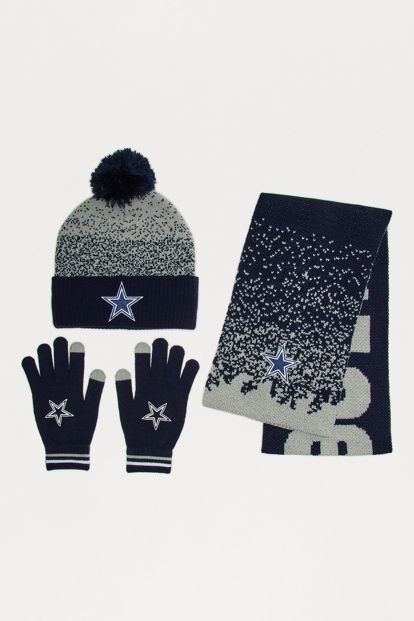 NFL Cowboys Cold Weather 3 Piece Hat Glove And Scarf Set - Navy/combo