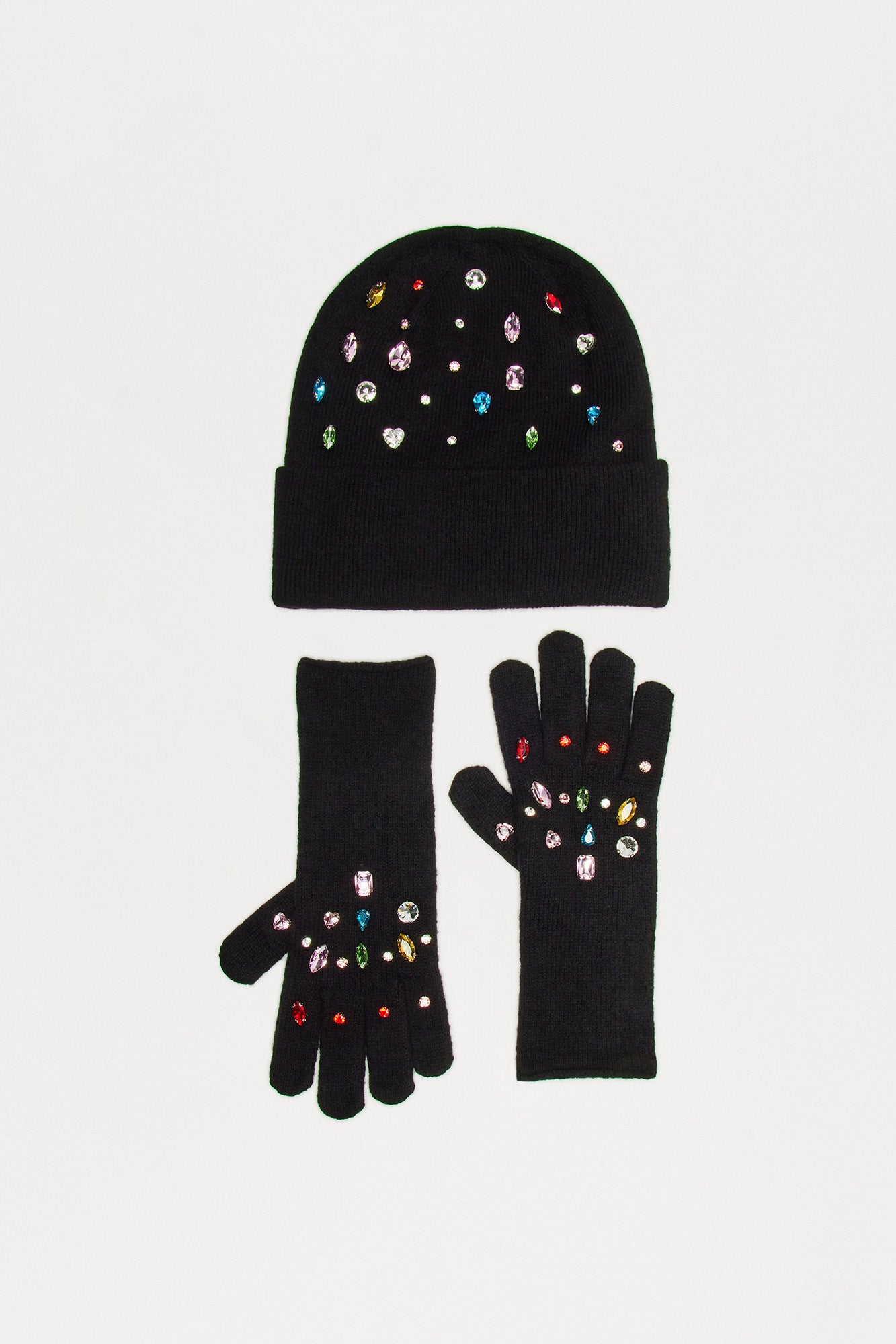 Stars Of The Night Sky Beanie And Gloves Set - Black