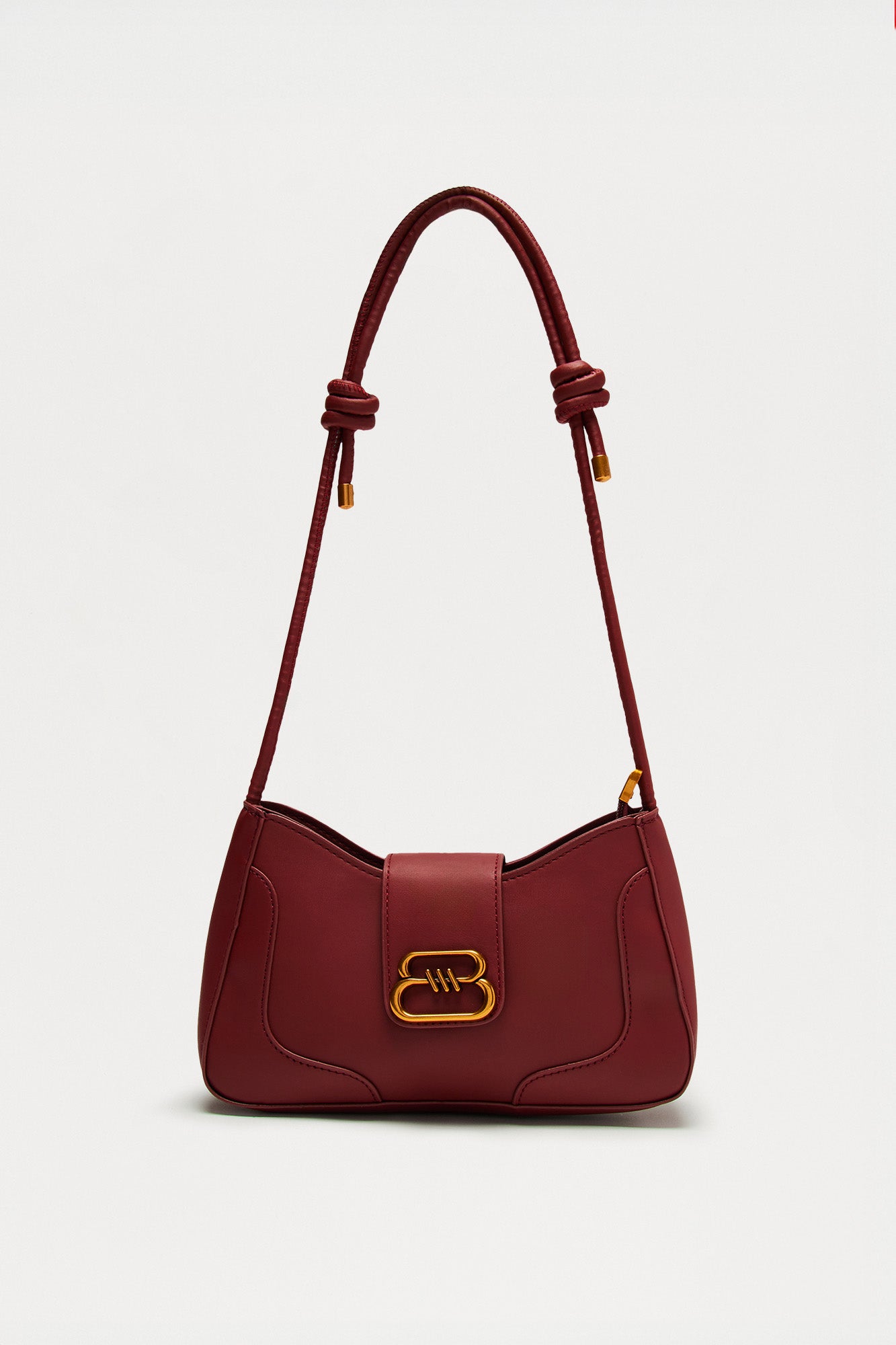 Baddie Knotted Faux Leather Handbag - Wine