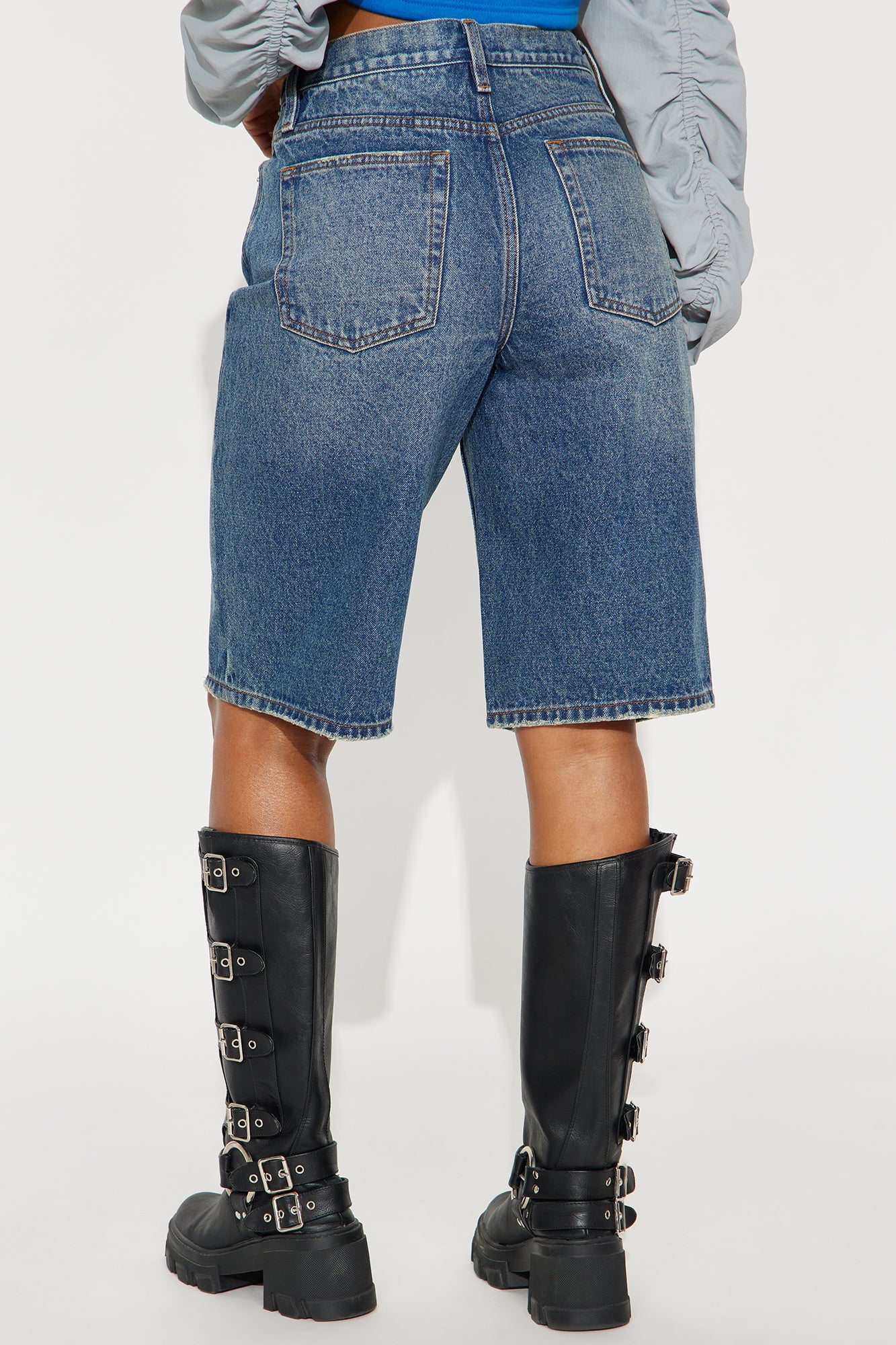 Go Getter Ripped Denim Jorts - Medium Wash