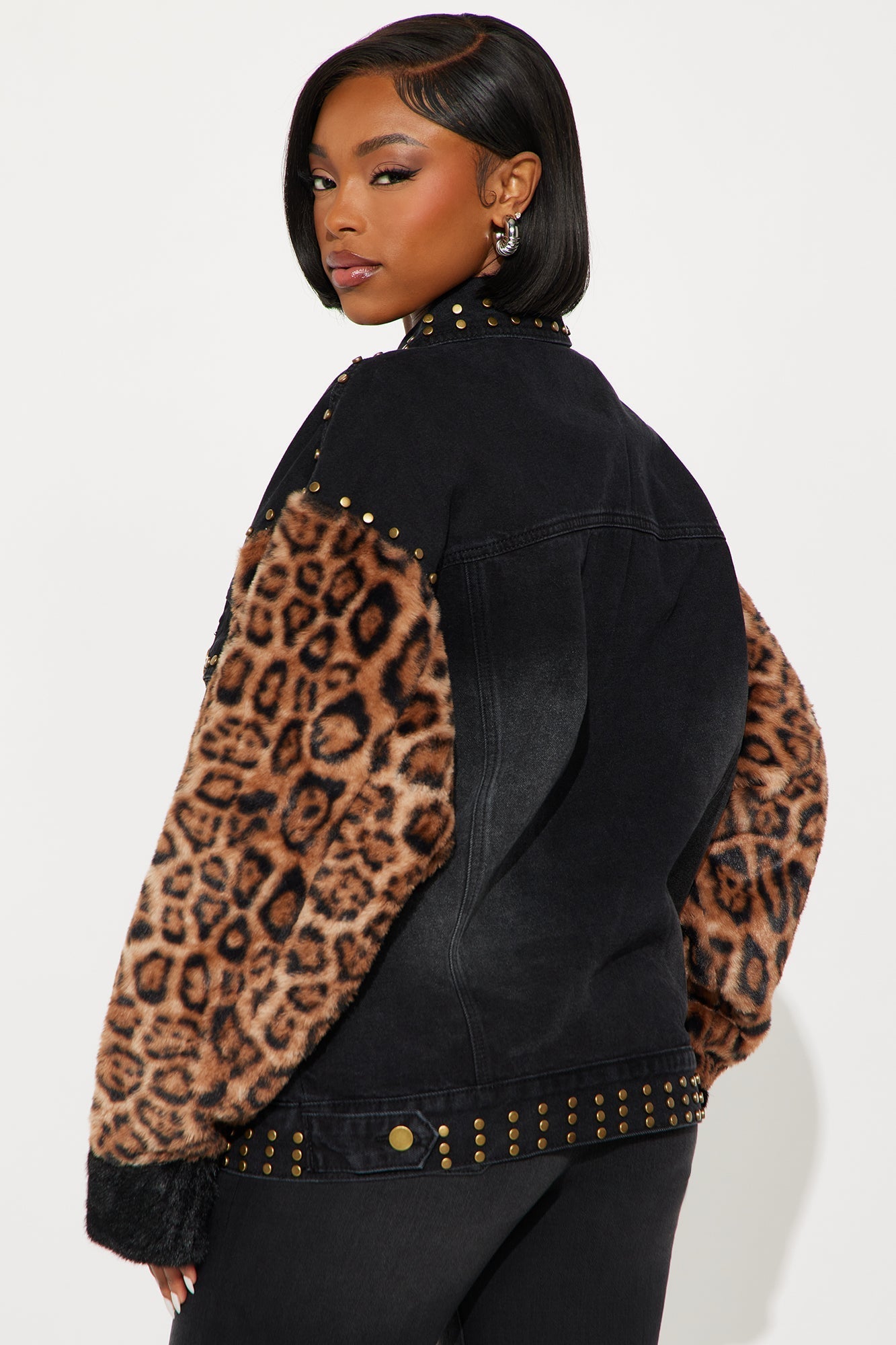 Fiercely Faux Fur Denim Jacket - Black Wash