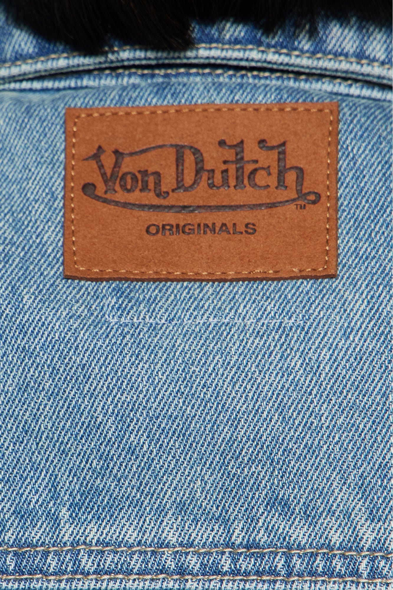 Von Dutch Originals Cropped Denim Jacket - Medium Wash