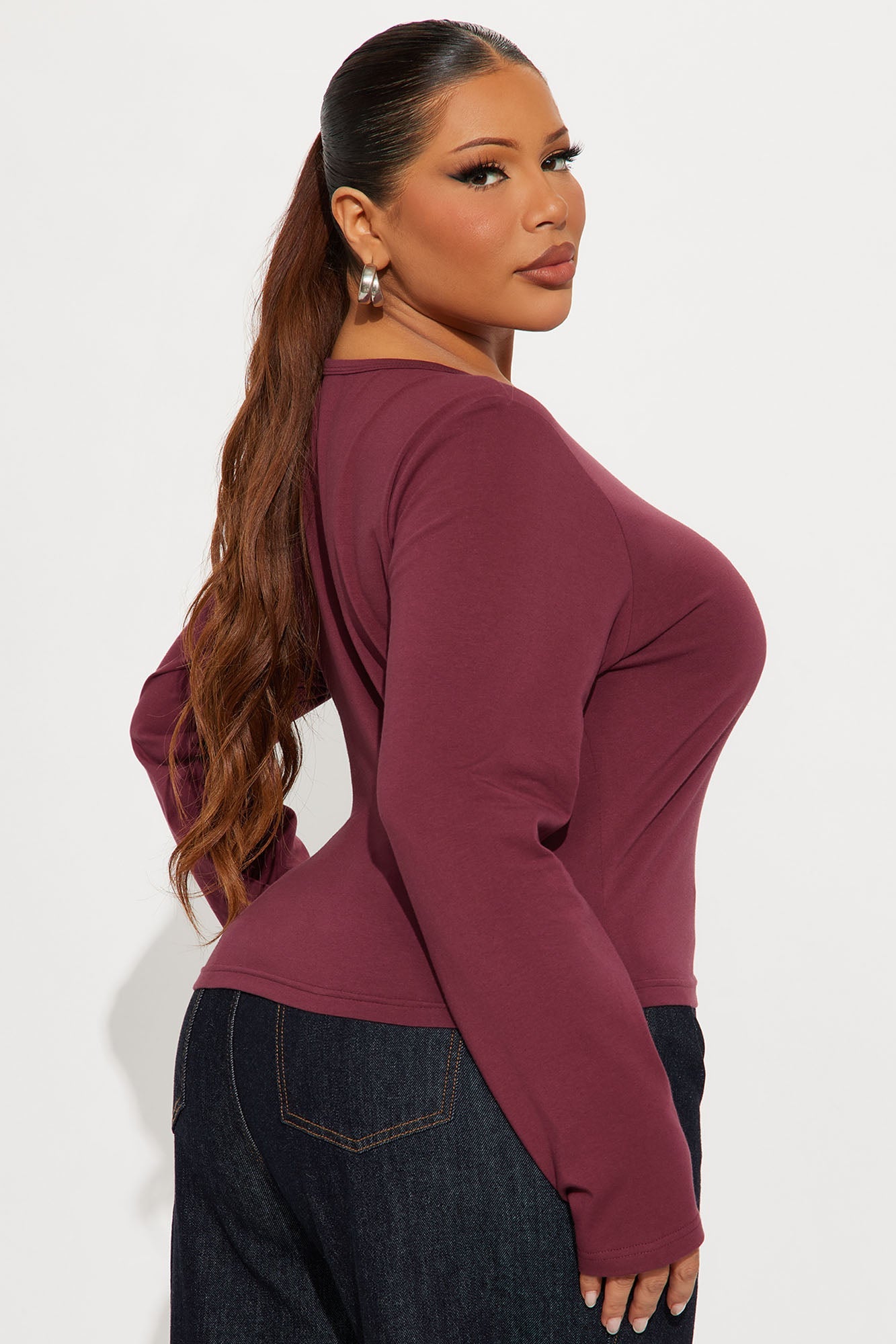 Von Dutch Crew Neck Baby Tee - Burgundy