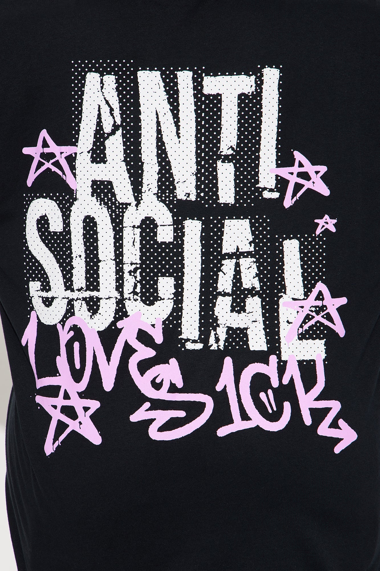 Antisocial Lips Long Sleeve Thermal 2Fer Tee - Black