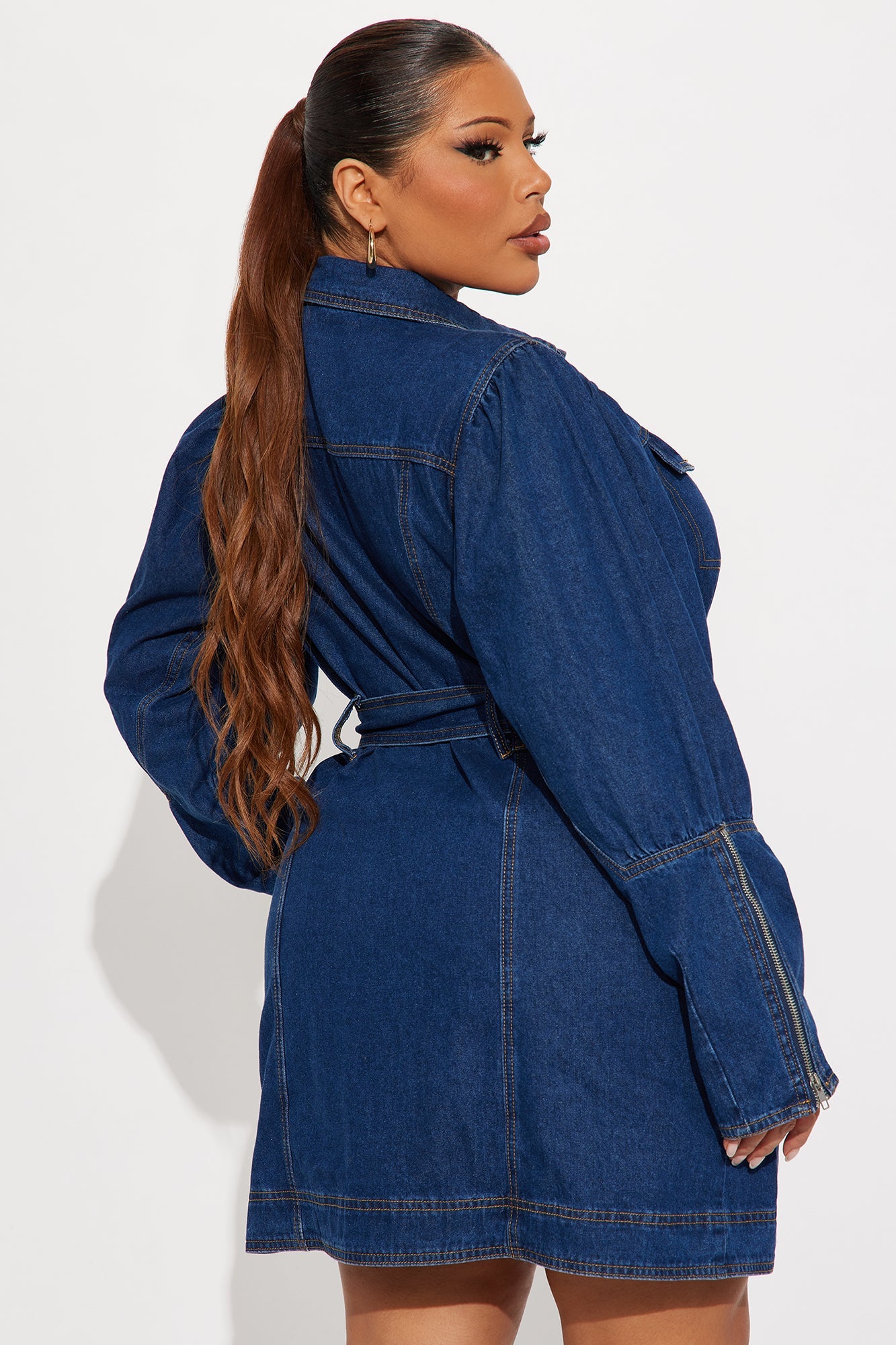 Ready To Ride Belted Denim Mini Dress - Dark Wash