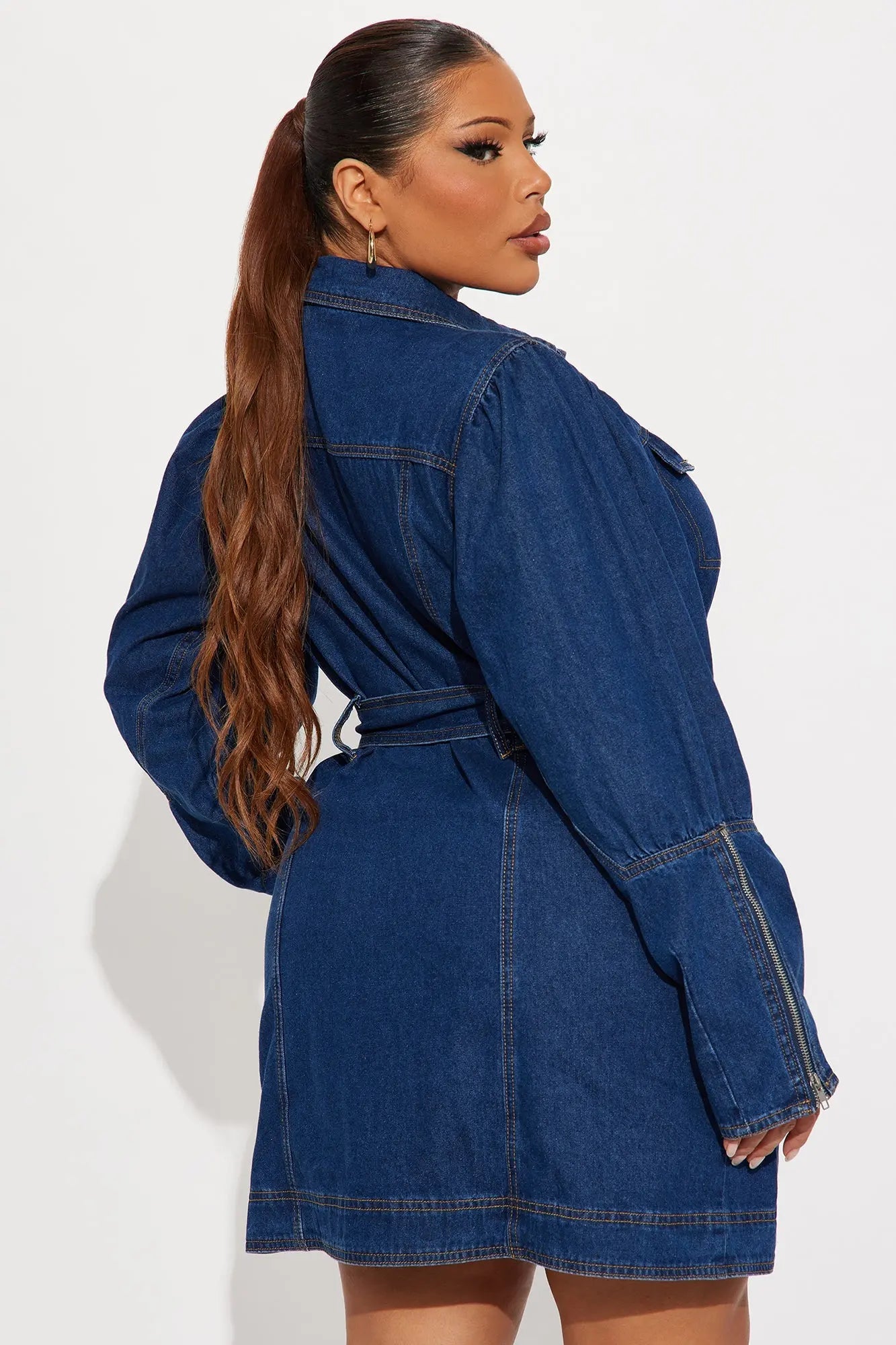 Ready To Ride Belted Denim Mini Dress - Dark Wash