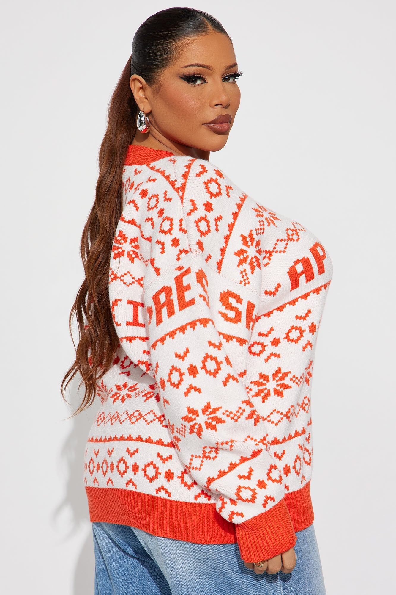 Apres Ski Season Pullover Sweater - Orange/combo
