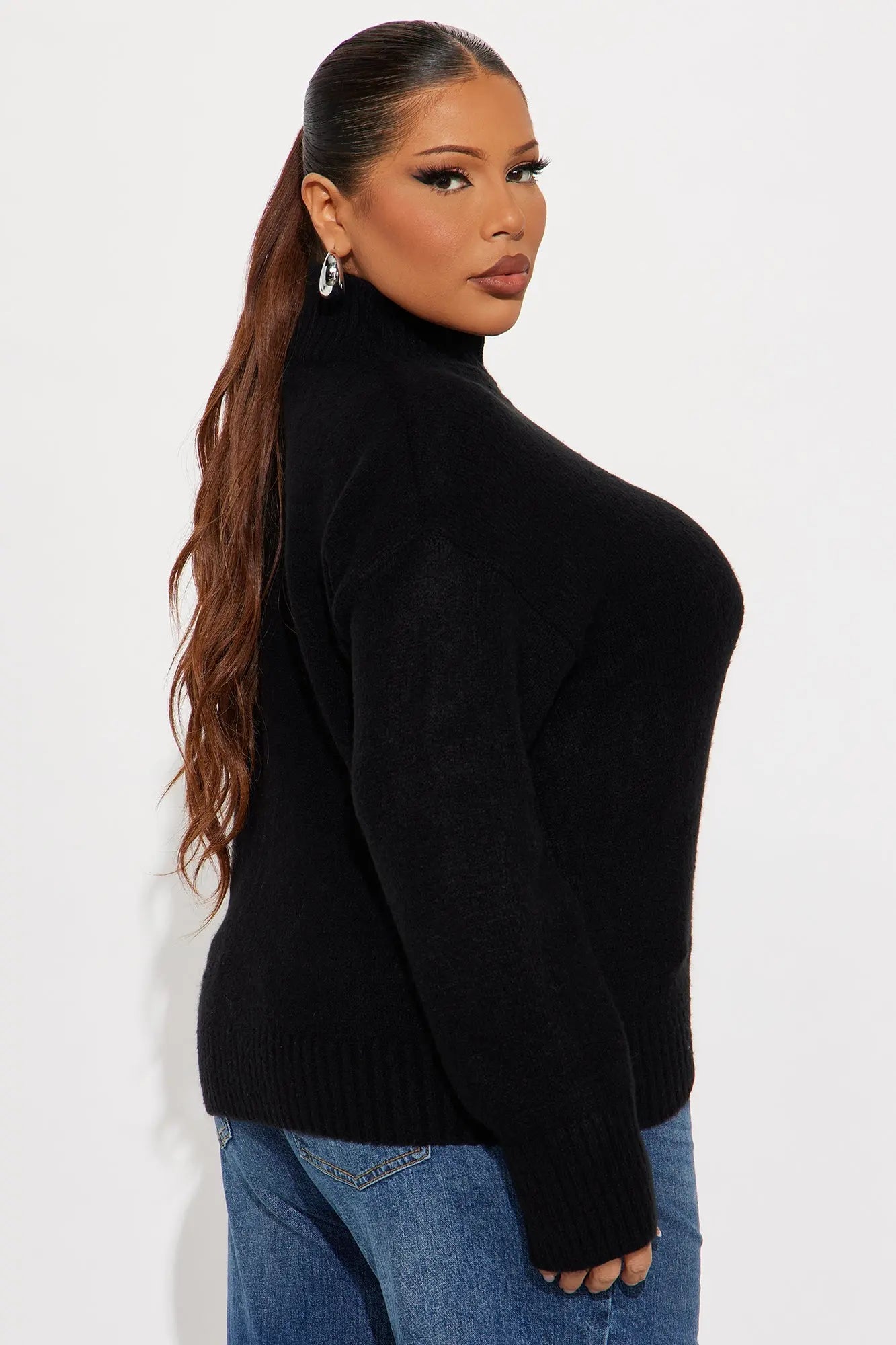 Jesse Mock Neck Sweater - Black