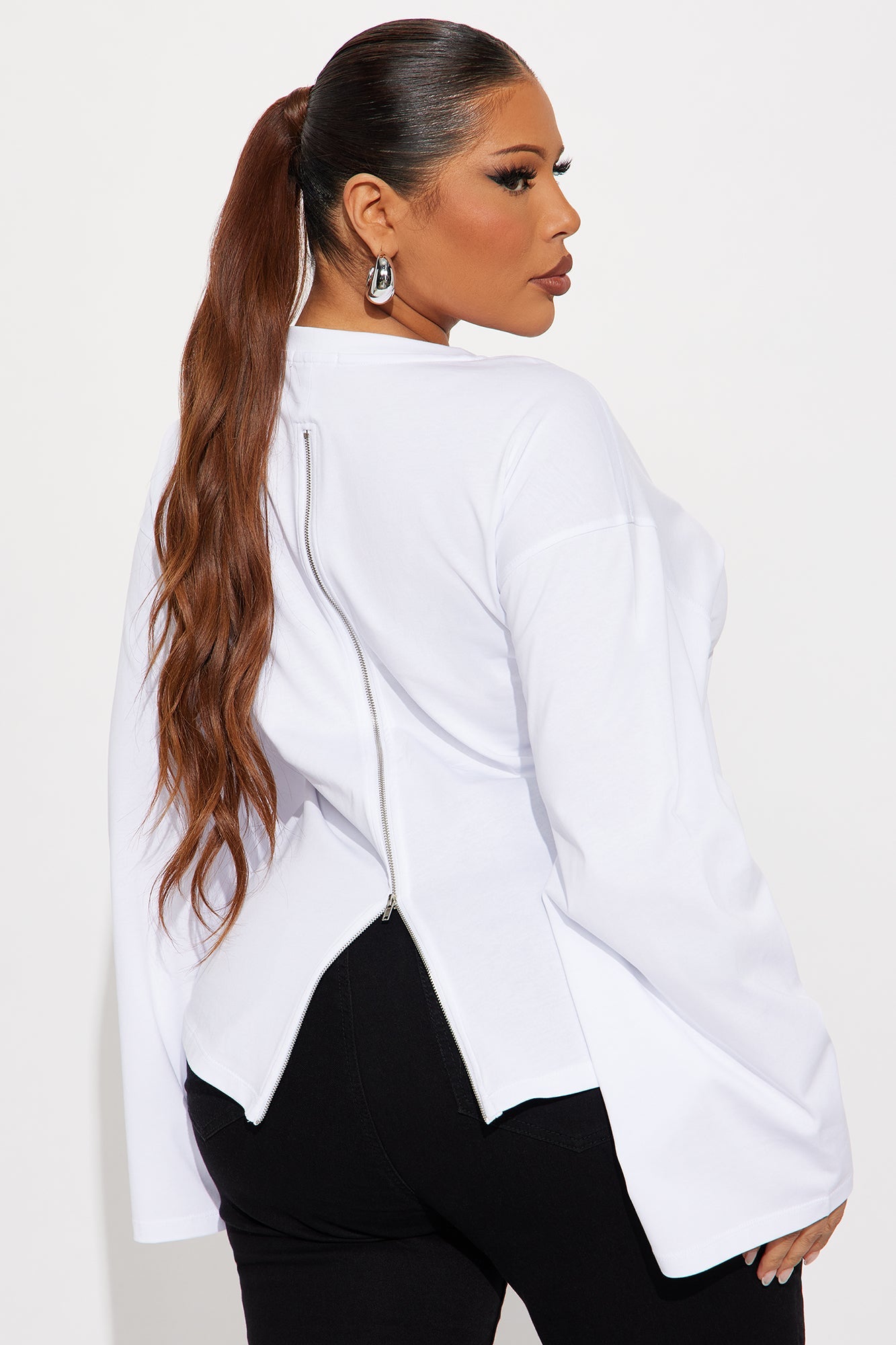 Jayden Fitted Shirt Long Sleeve T-Shirt - White