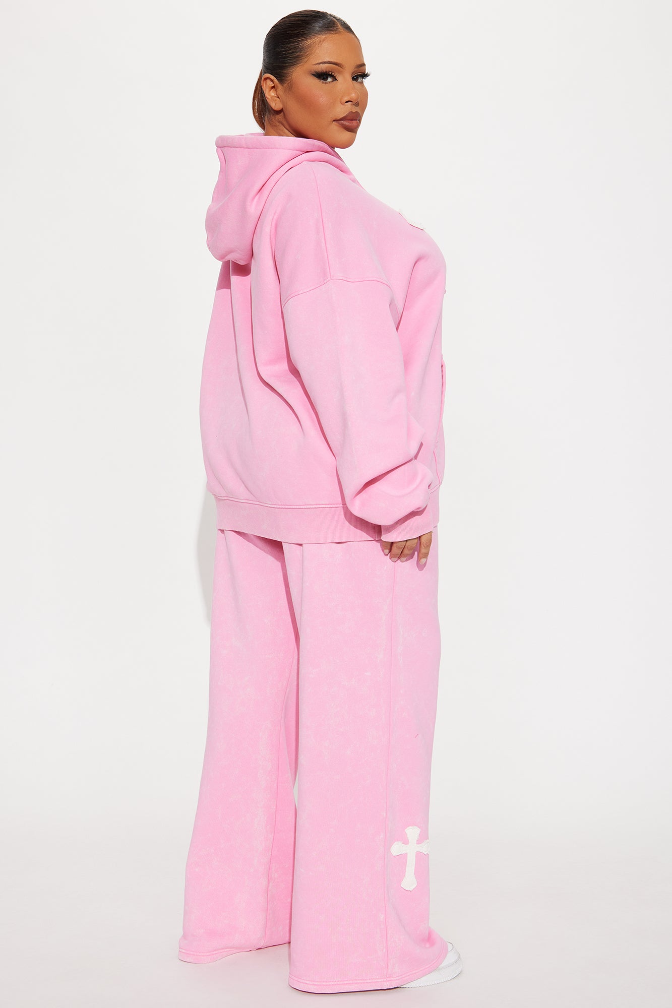 Double The Intentions Washed Fleece Hoodie - Pink
