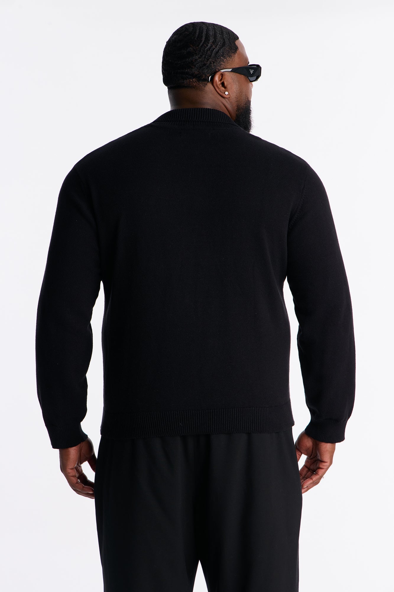 Relaxed And Beyond Johnny Collar Sweater - Black/combo