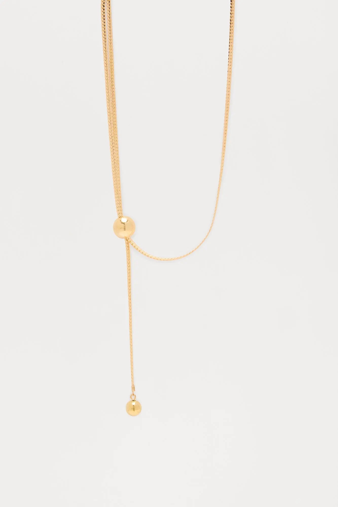 You Stay On My Mind Lariat Necklace - Gold