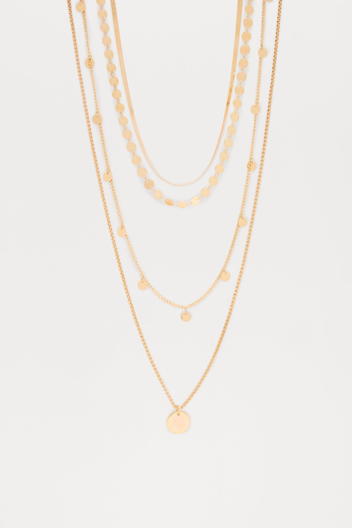 Deep In Thought Layered Necklace - Gold