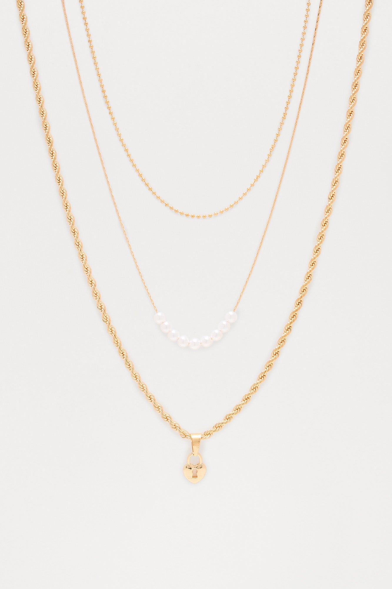 The Key To My Heart Layered Necklace - Gold