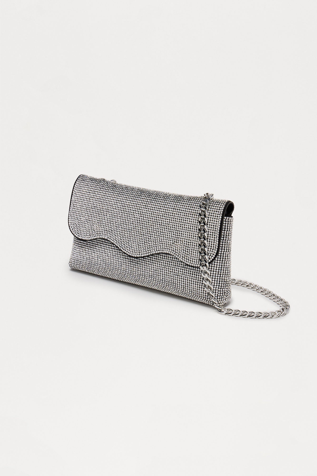 Light Up The Room Rhinestone Crossbody Bag - Silver