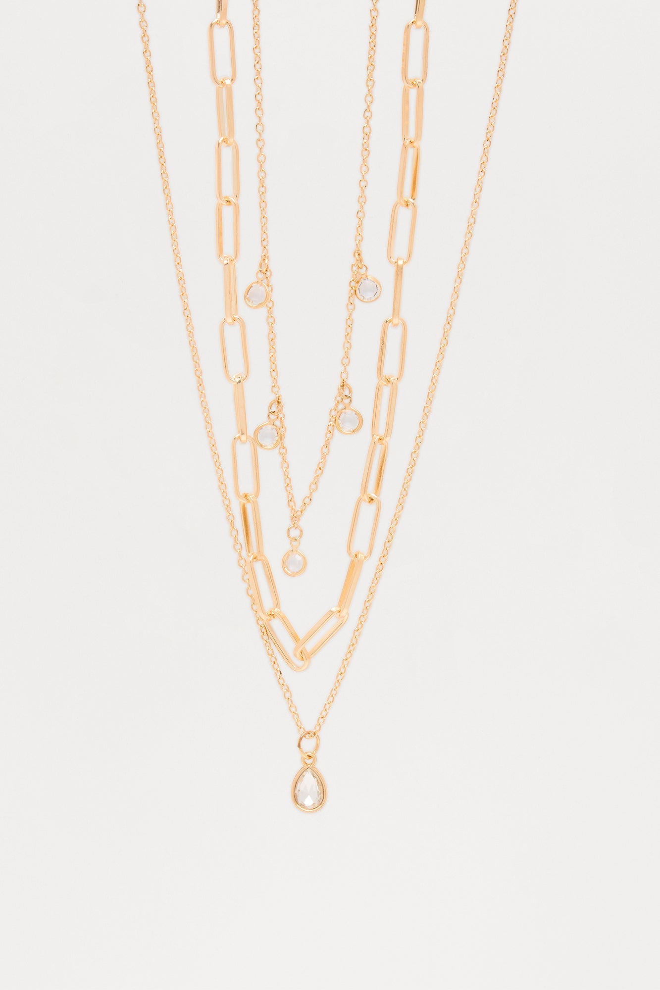 The Thrill Of It Layered Necklace - Gold/Clear