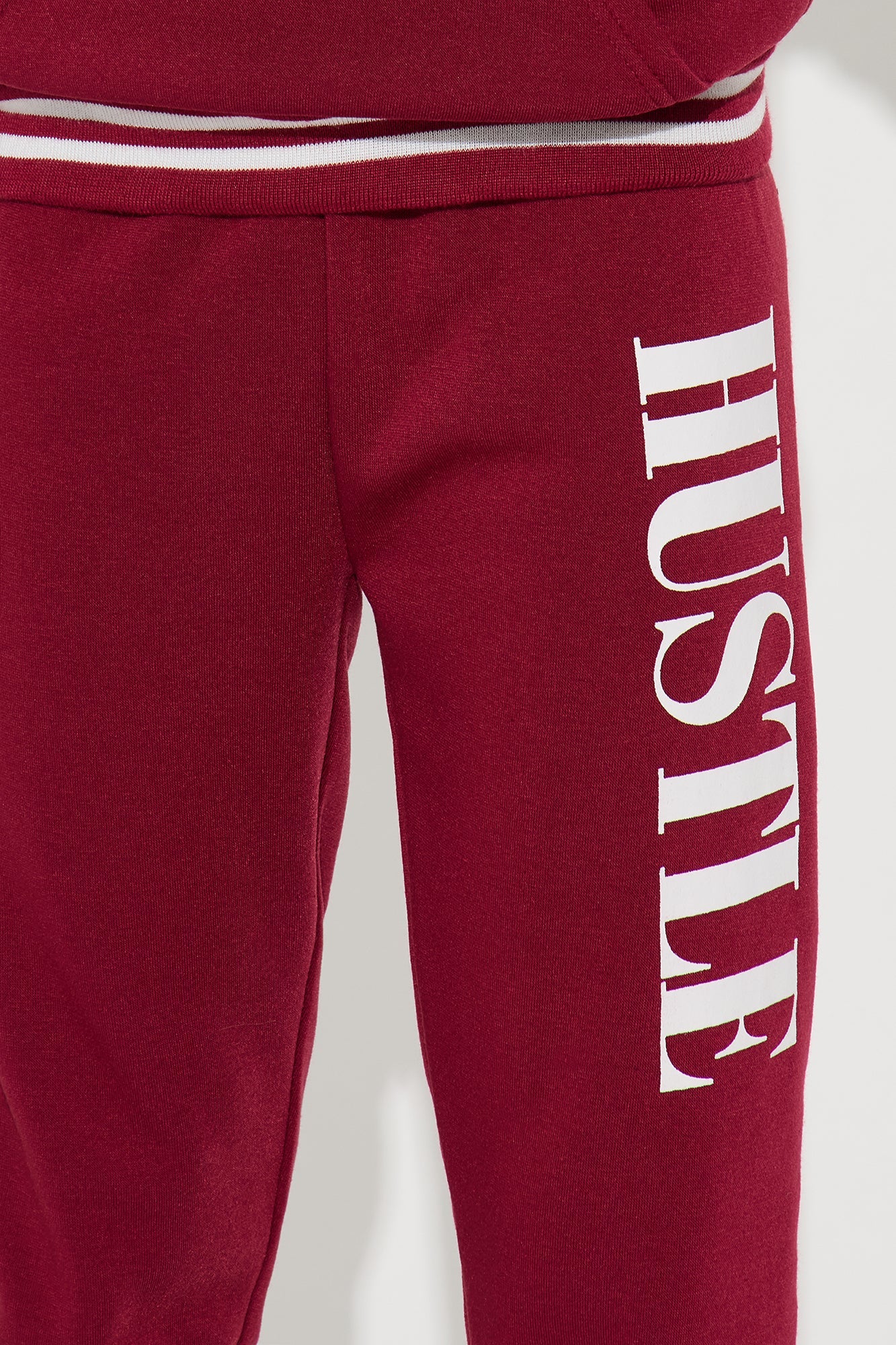 Mini Hustle For Life Hoodie and Jogger Pant Set - Burgundy