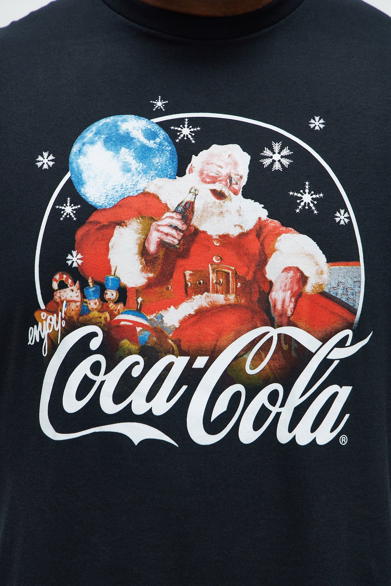 Coca Cola Holly Jolly Santa Claus Short Sleeve Tee - Black