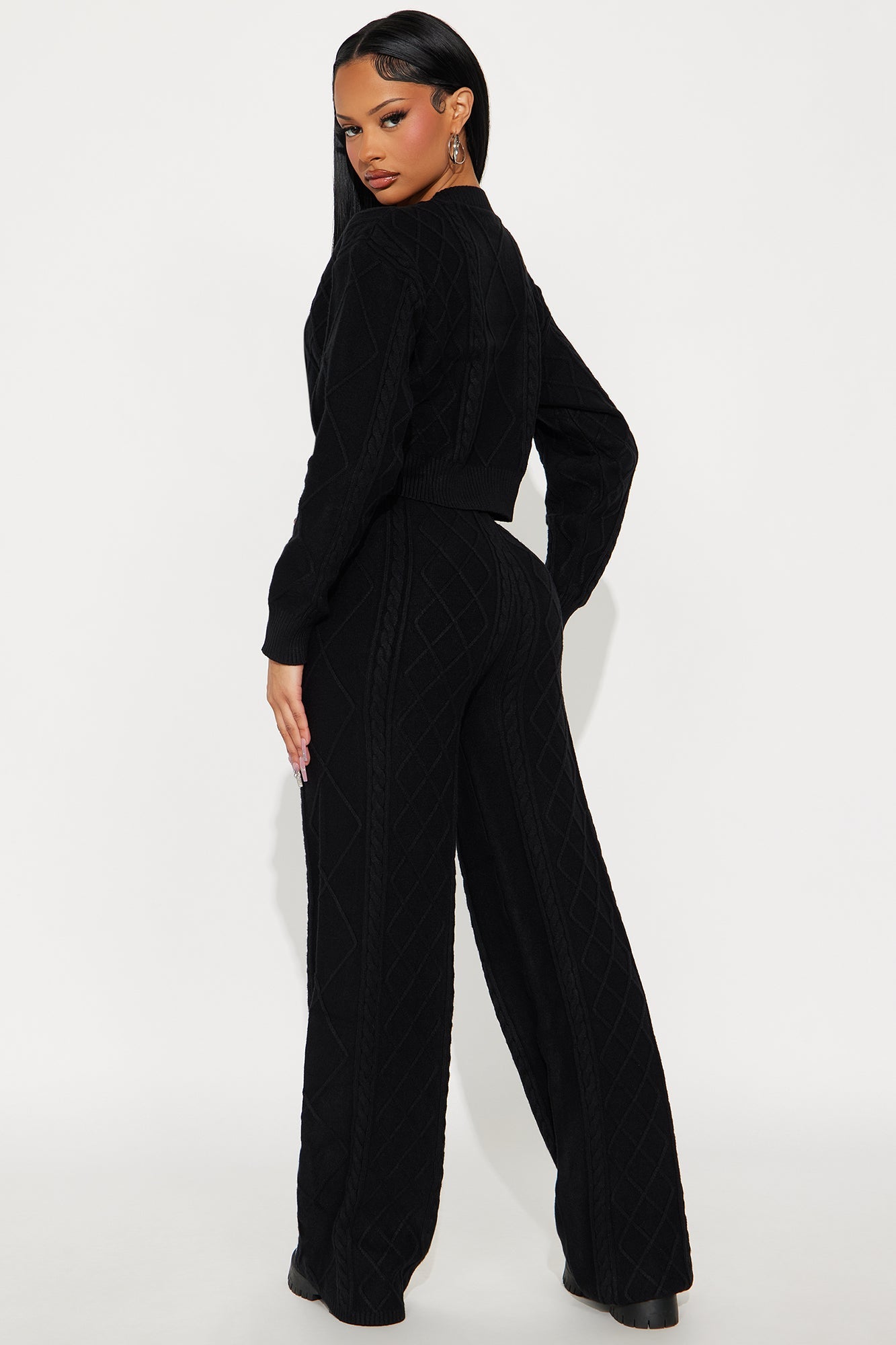 Always On Point Sweater Pant Set - Black
