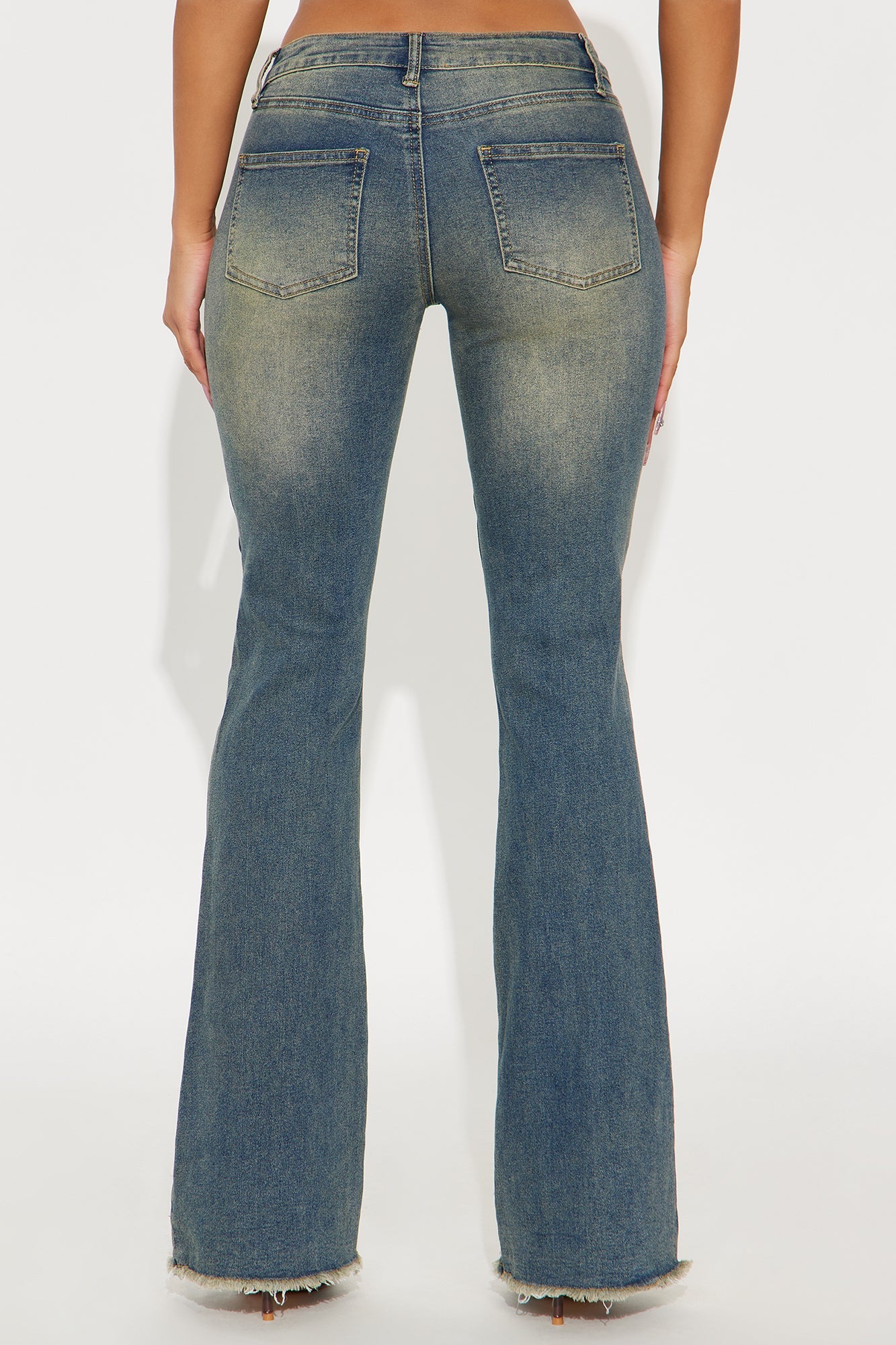 Nikola Low Rise Tinted Flare Jeans - Vintage Wash