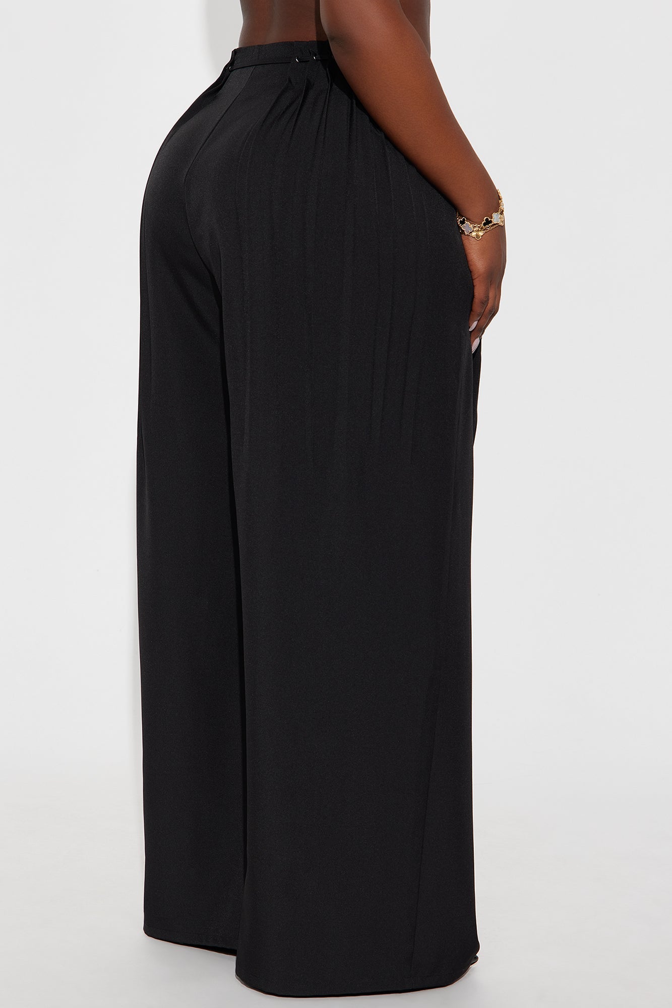 Berlin Pleated High Rise Wide Leg Trouser Pant 32″ - Black