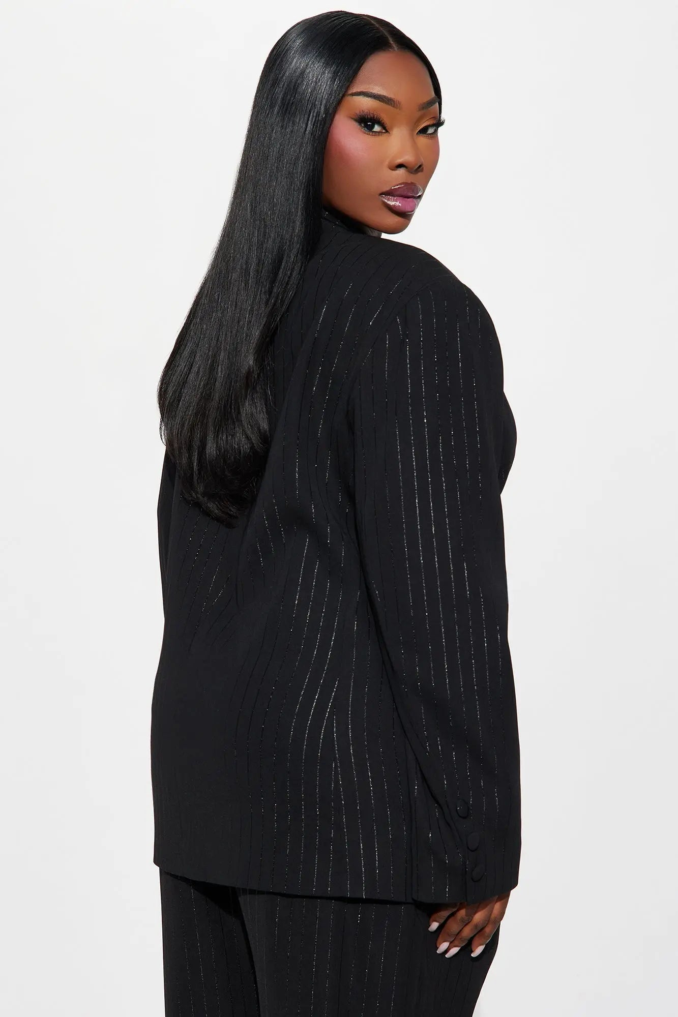 Smooth Criminal Metallic Pinstripe Blazer - Black