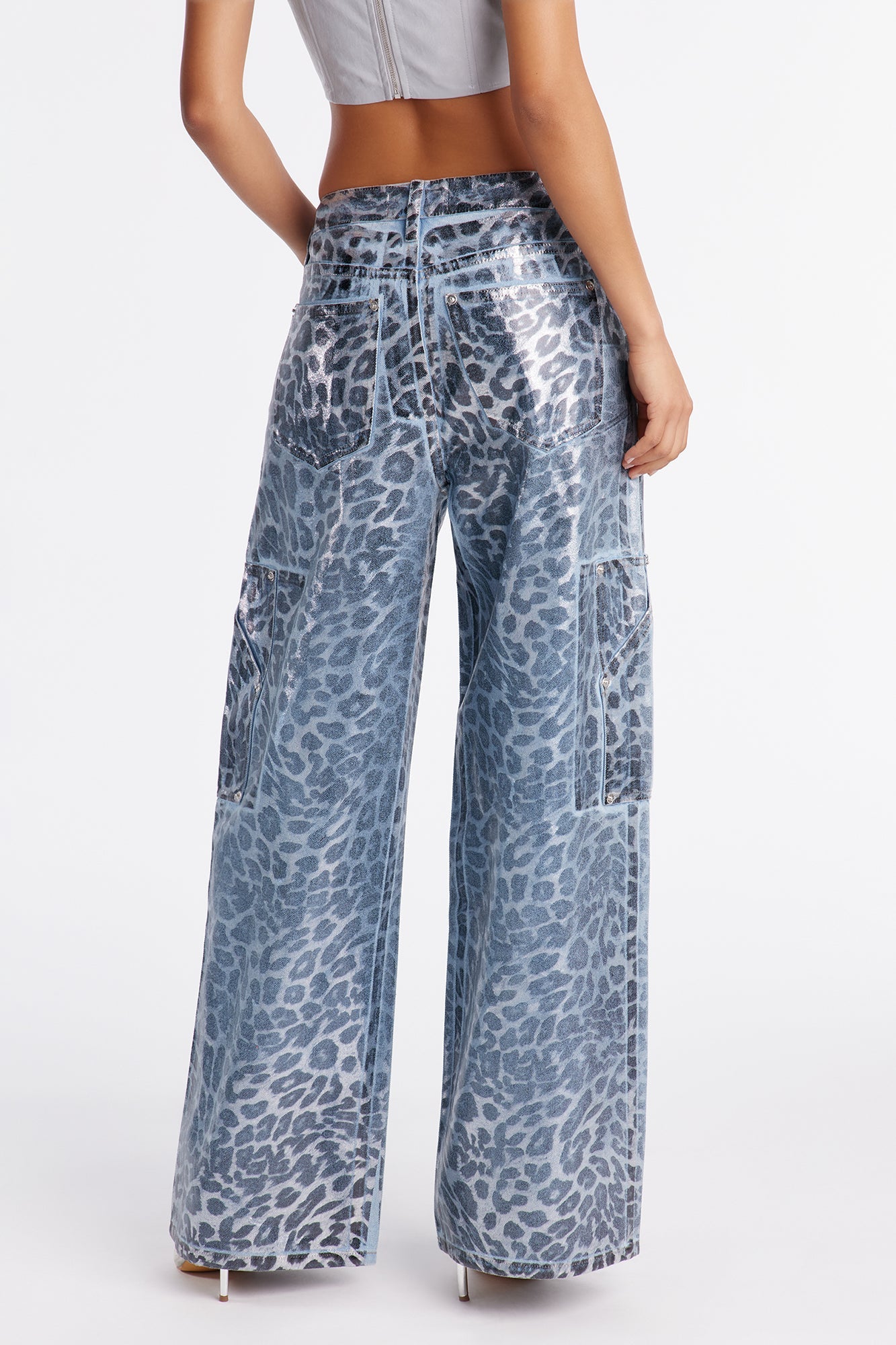 Cosmic Spots Wide Leg Denim Jeans - Light Wash