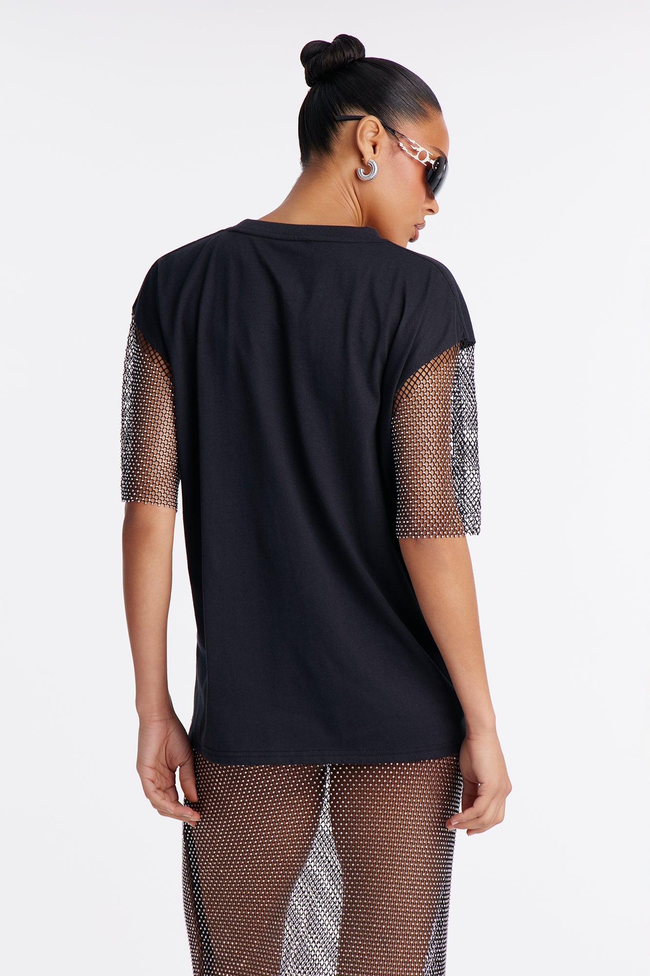 Aaliyah Forever Rhinestone Short Sleeve Tshirt - Black