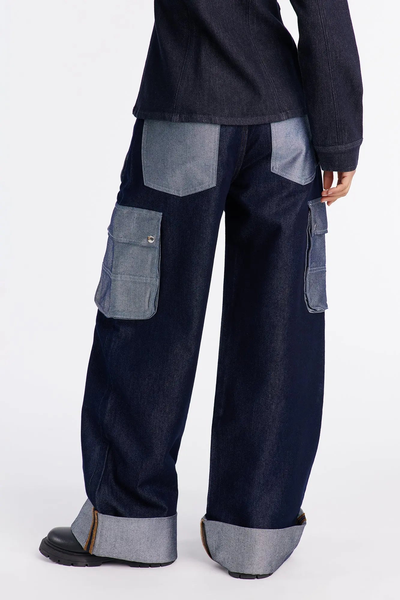 On My Grind Cuffed Cargo Jeans - Dark Wash