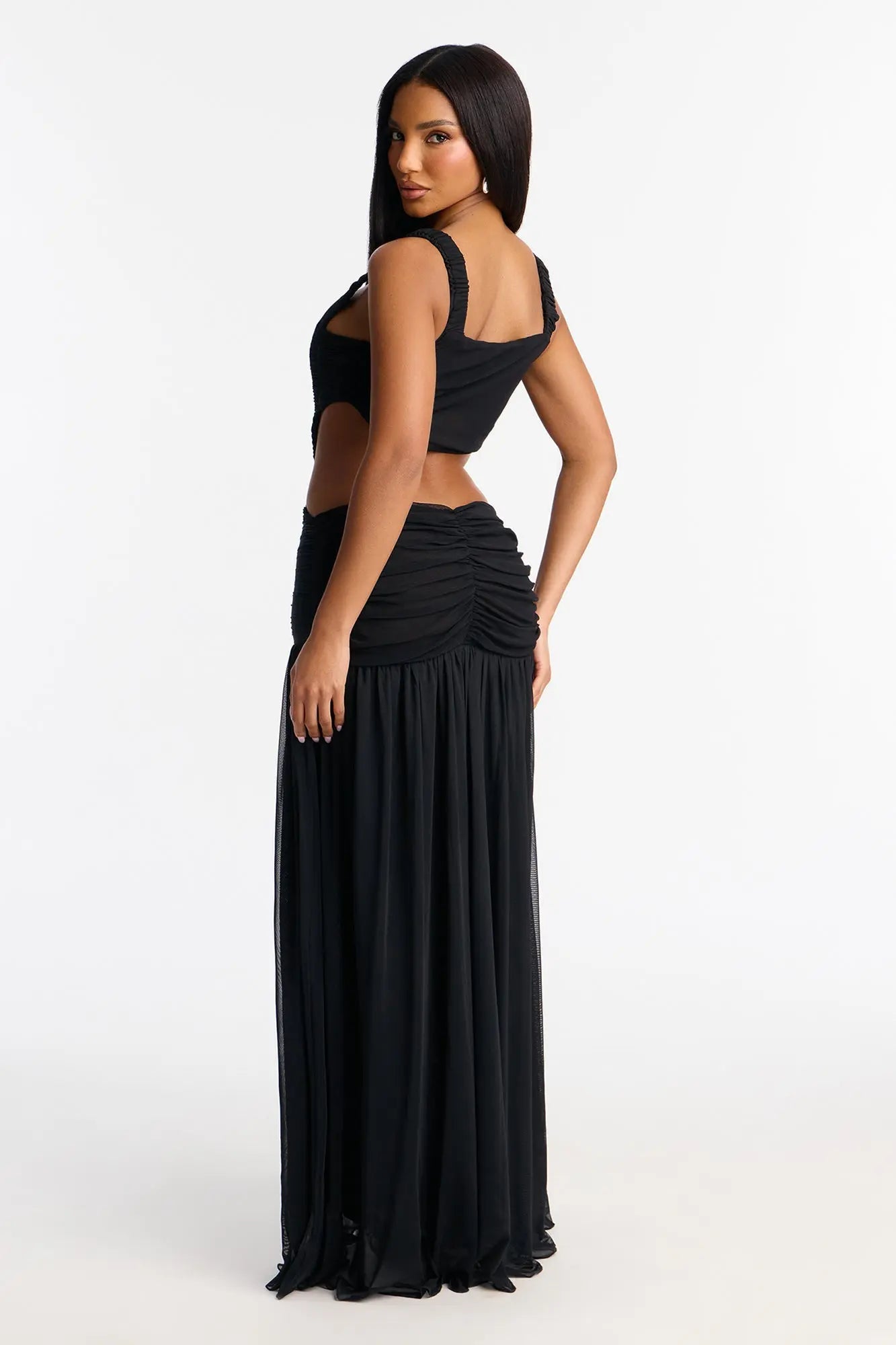 Graceful Taste Ruched Maxi Dress - Black