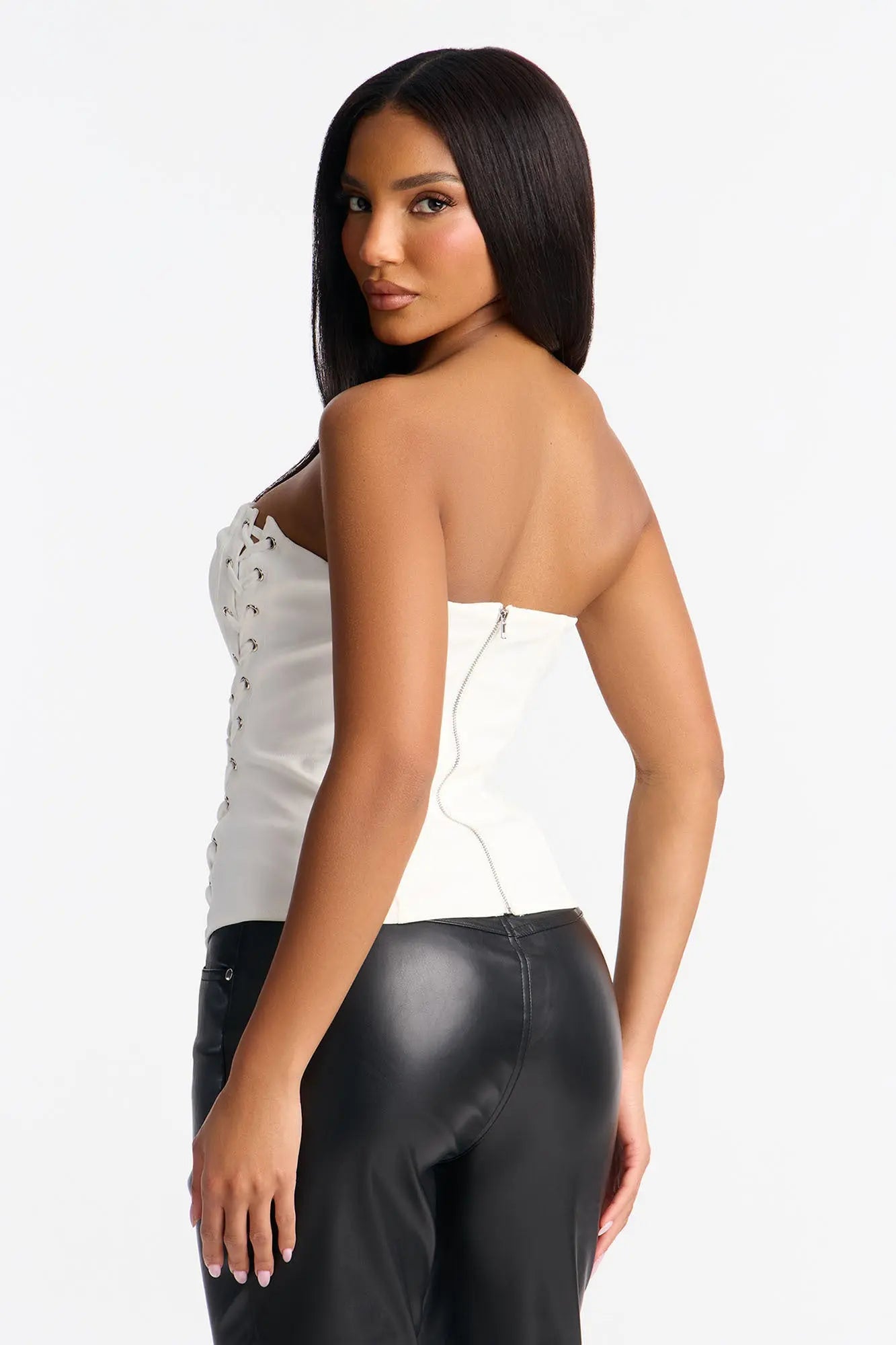 Holding It Together Lace Up Corset - White