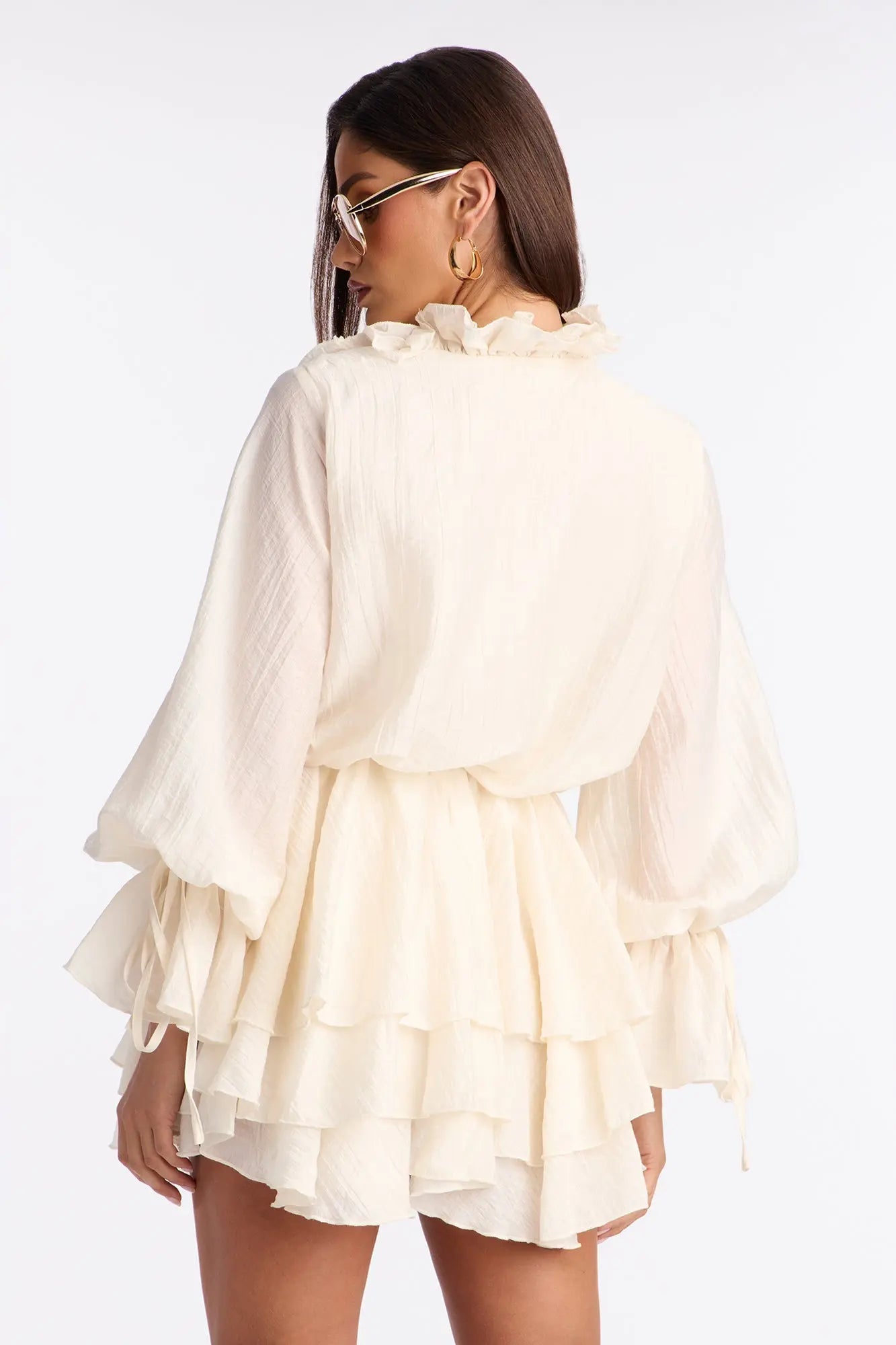 Anabel Ruffle Mini Dress - Cream