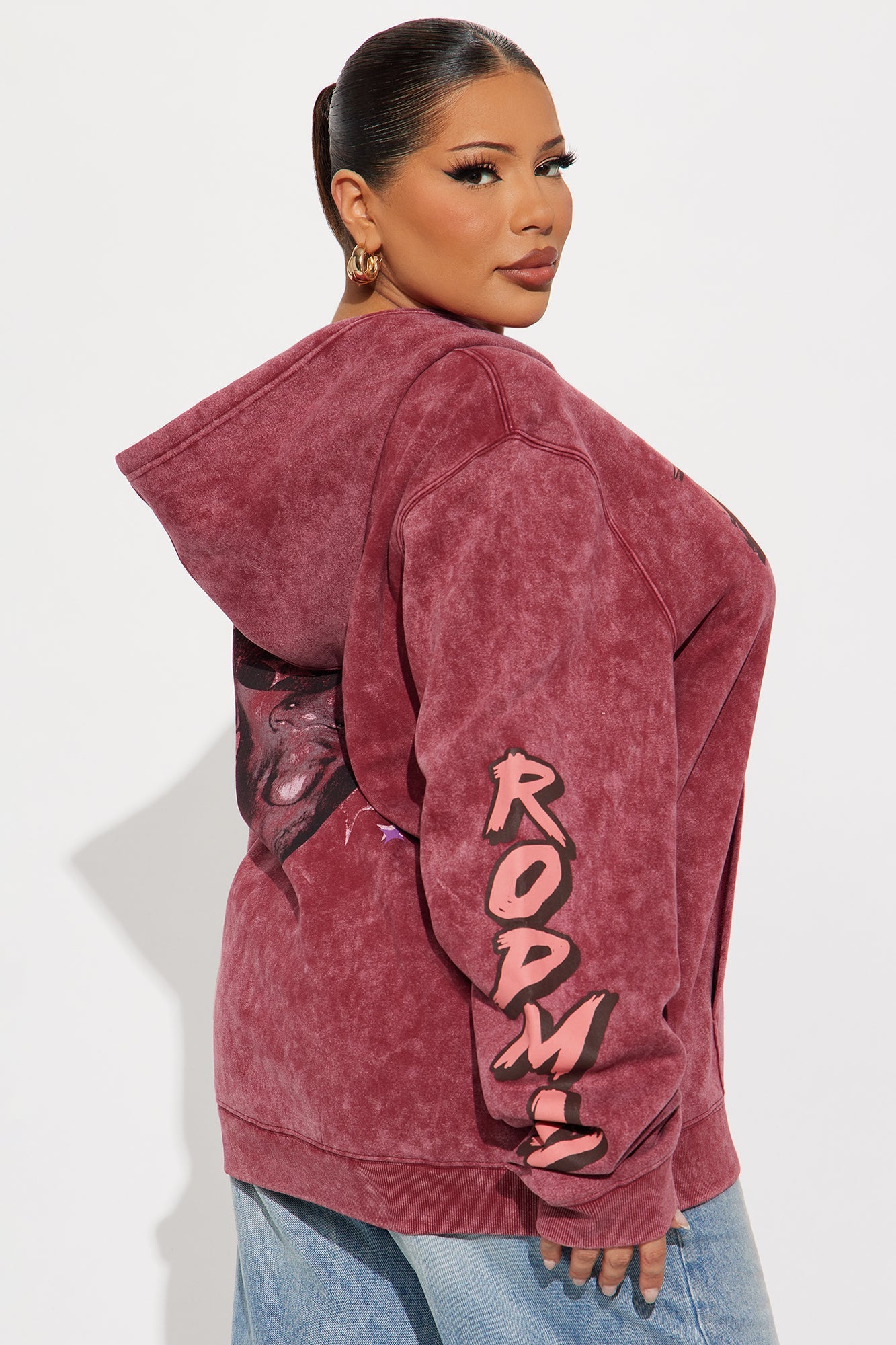 Dennis Rodman The Worm Washed Hoodie - Burgundy