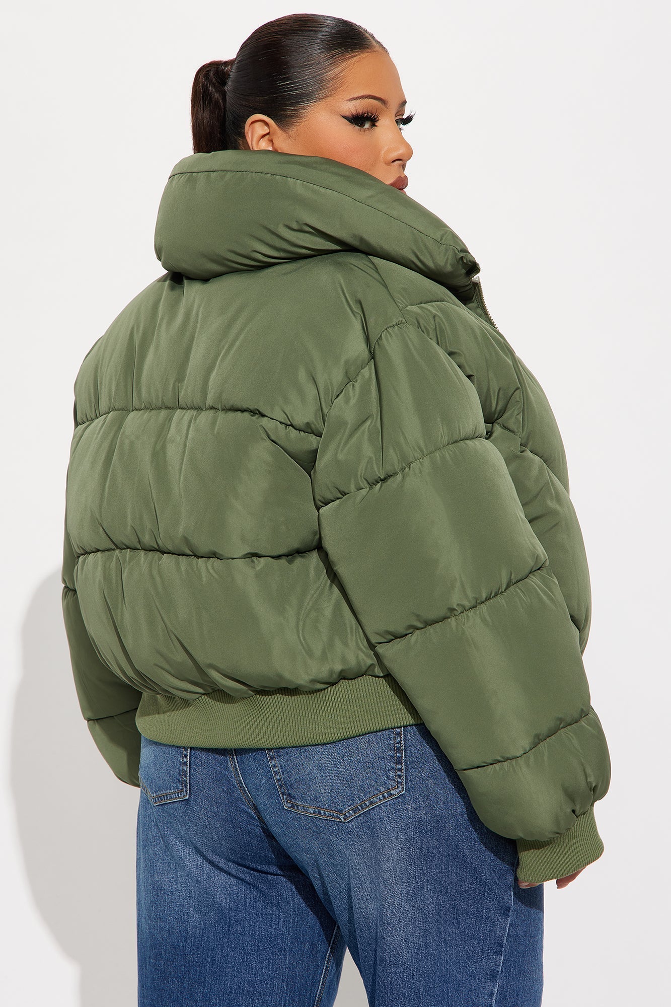 Cold Front Nylon Puffer Jacket - Olive