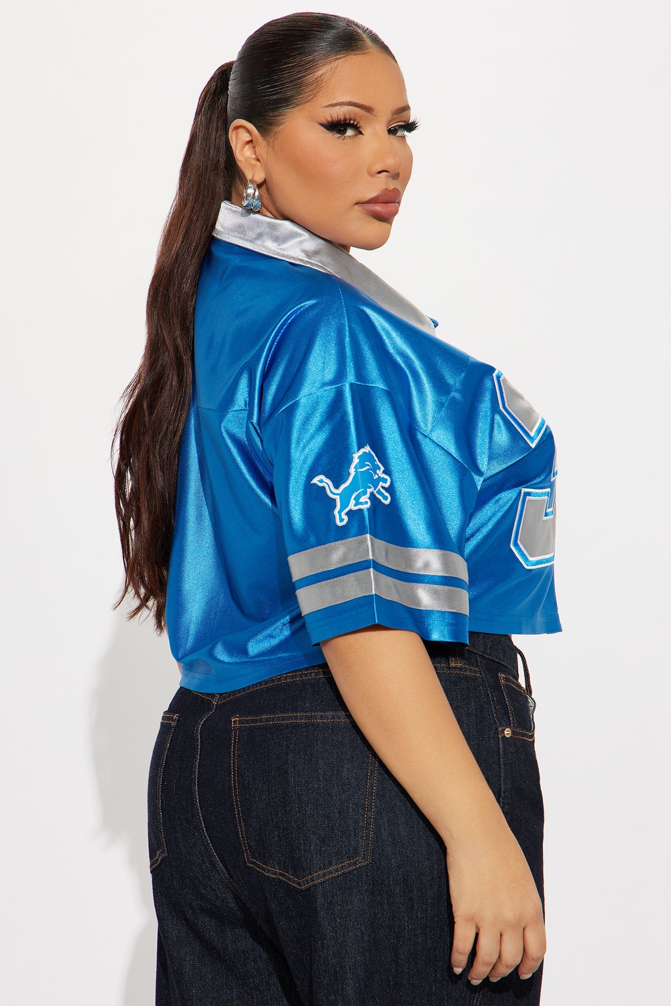 NFL Detroit Lions Cropped Shirt - Blue/combo
