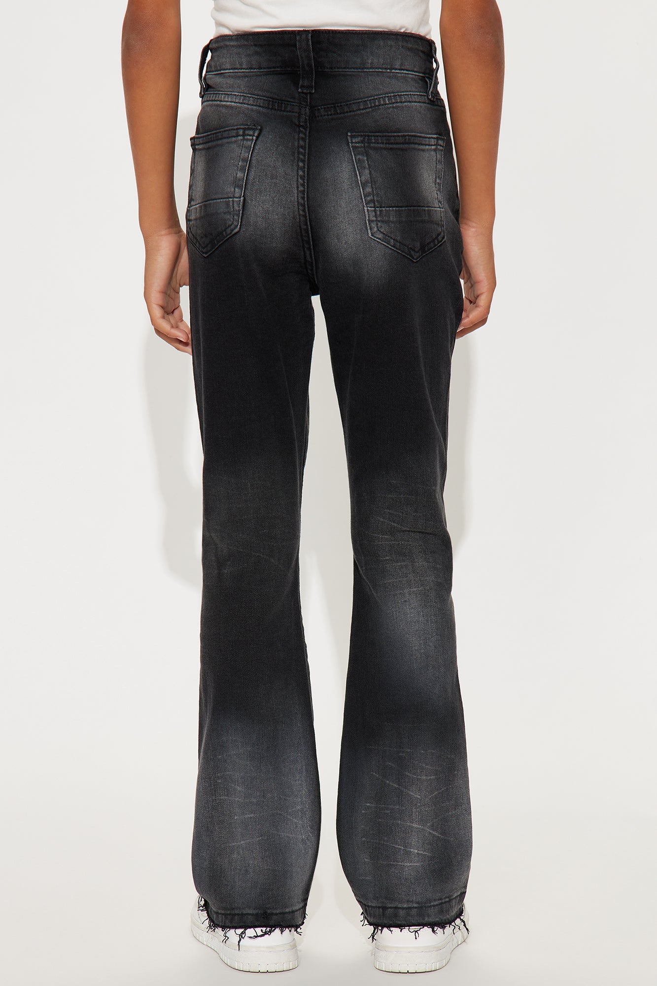 Mini No Cap Stacked Skinny Flare Jeans - Black Wash