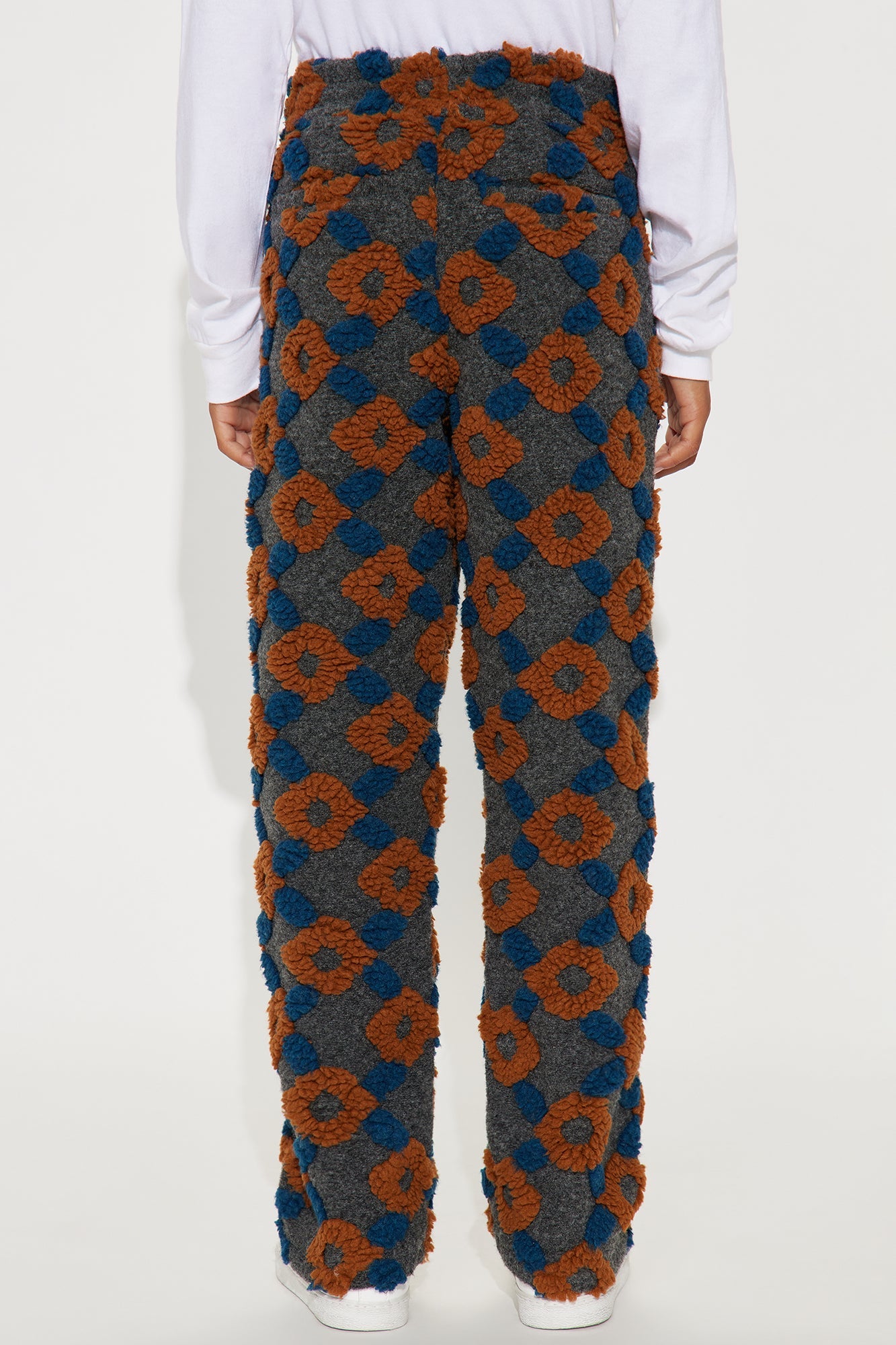 Mini Straight Floral Sherpa Pant - Grey