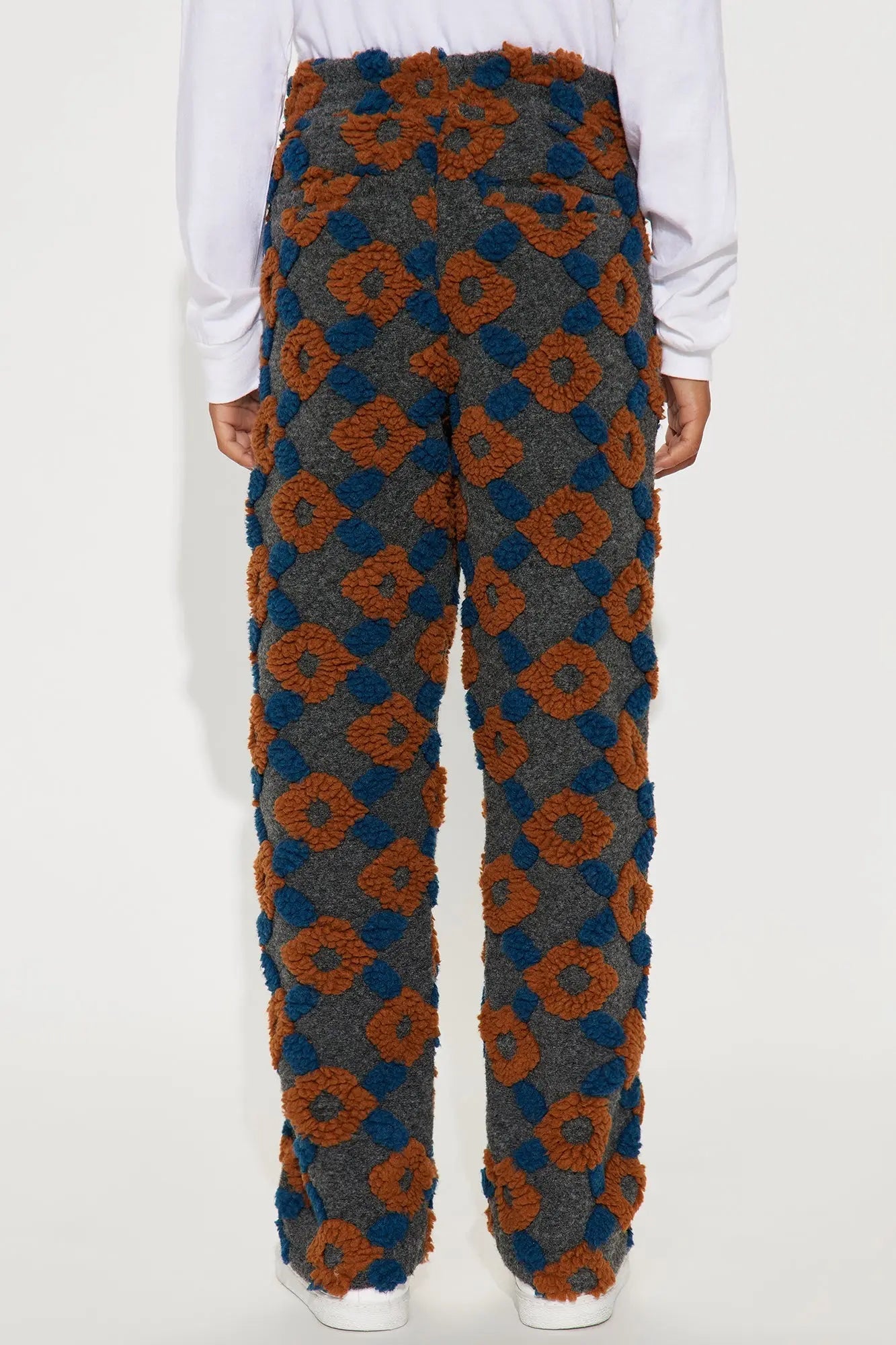 Mini Straight Floral Sherpa Pant - Grey