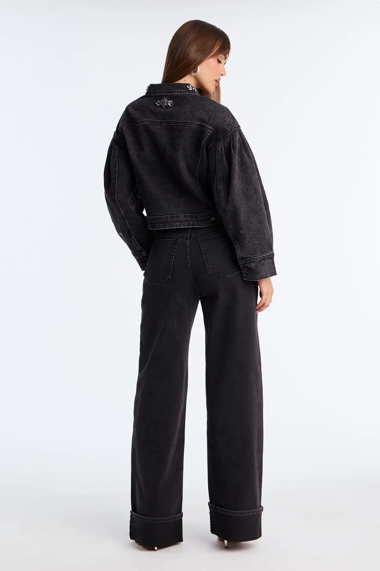 Ophelia Wide Leg Jean - Black Wash