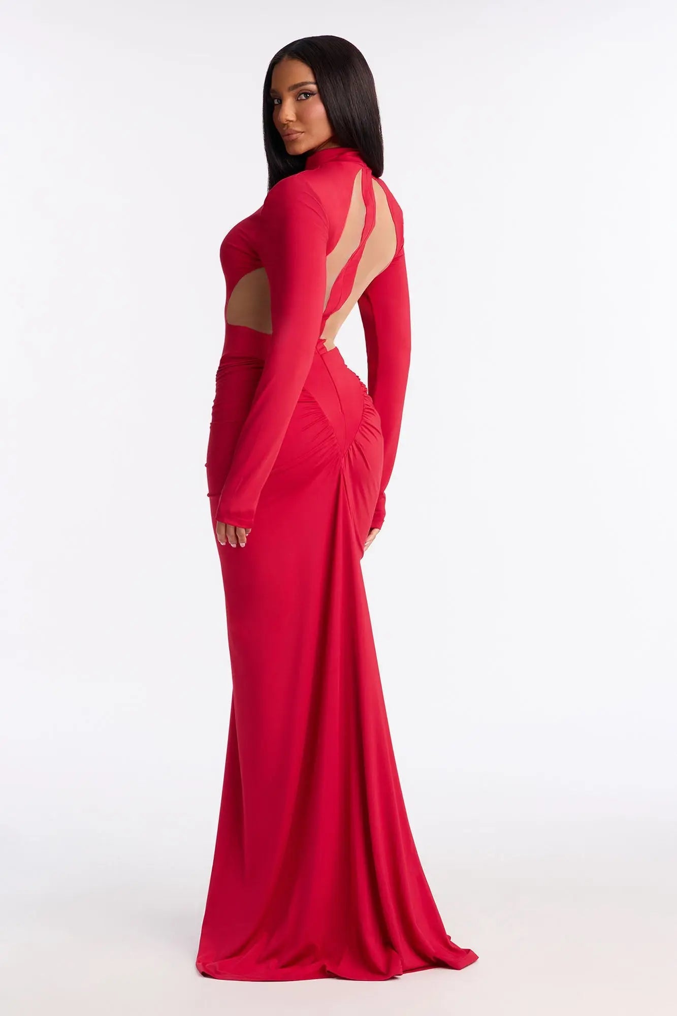 Always Serving Ruched Gown - Red