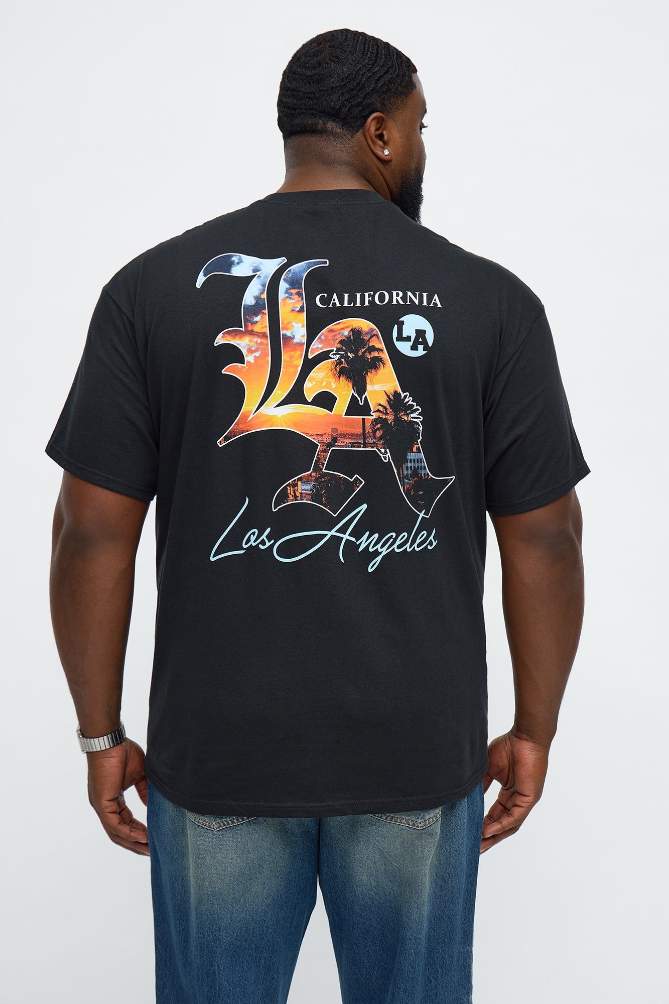 Sunset LA California Short Sleeve Tee - Black