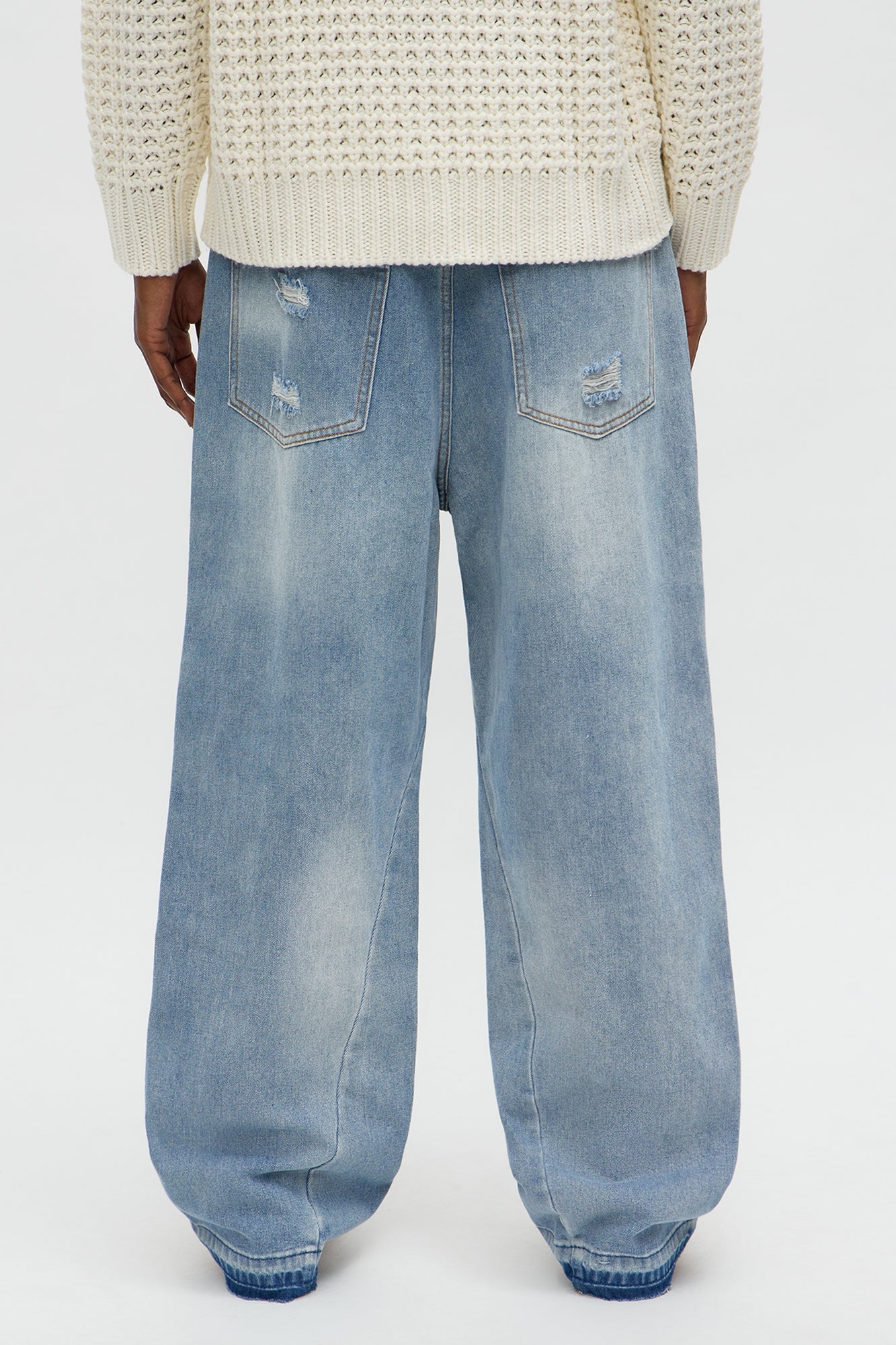 Baggy Coastal Applique Jean - Light Blue Wash