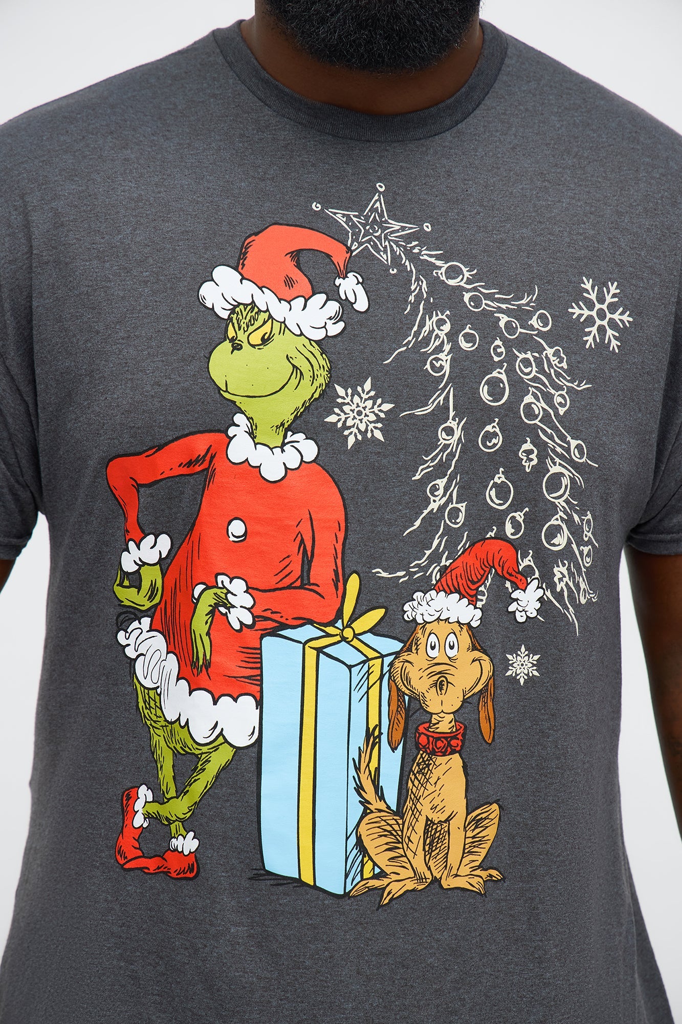 How The Grinch Stole Christmas And Max The Dog Short Sleeve Tee - Charcoal